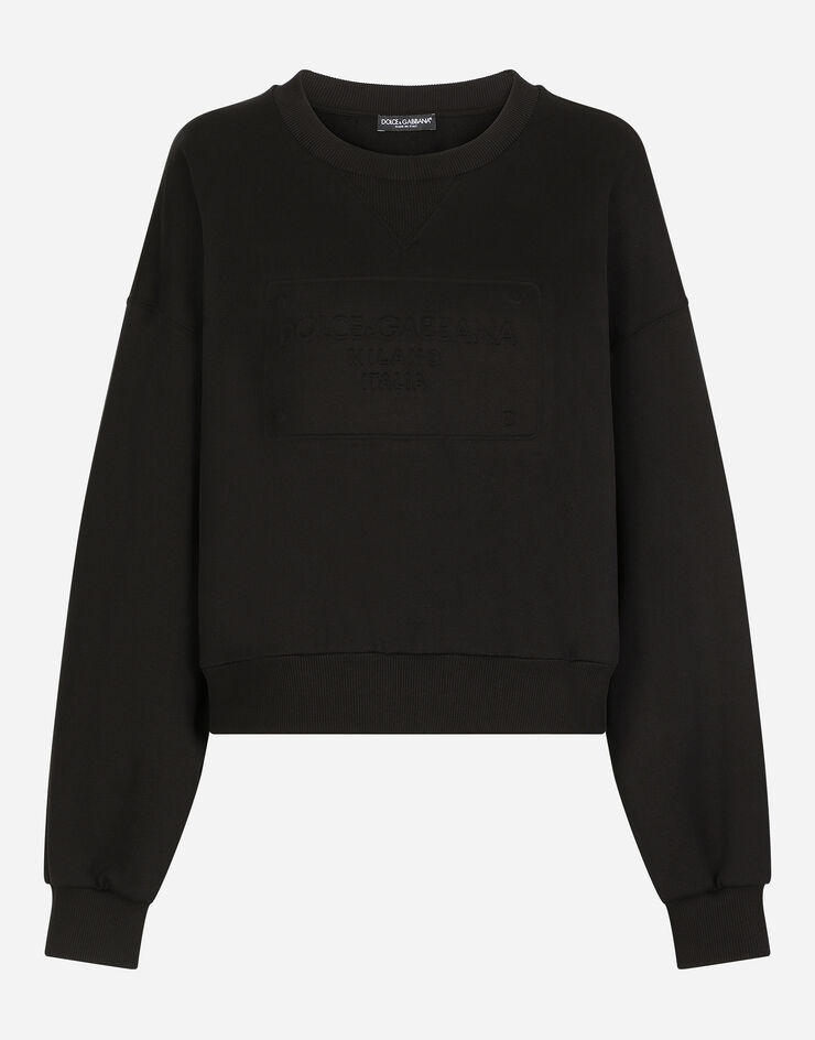 Jersey sweatshirt with embossed logo - 1