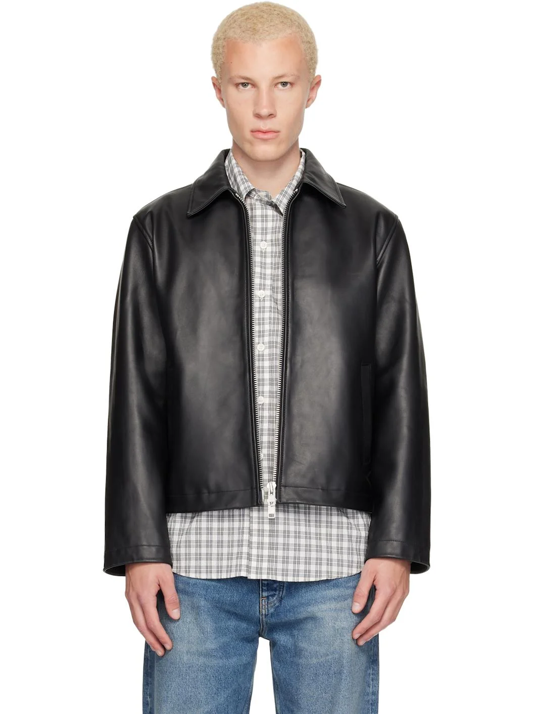 Black Short Leather Jacket - 1