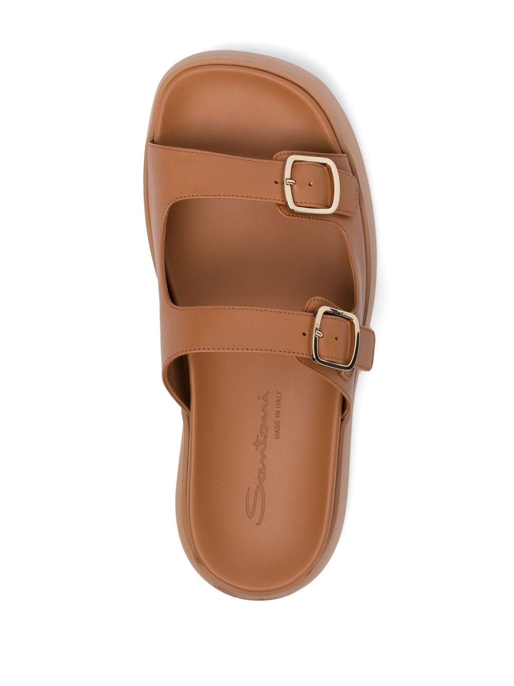 buckle-detail leather slides - 4