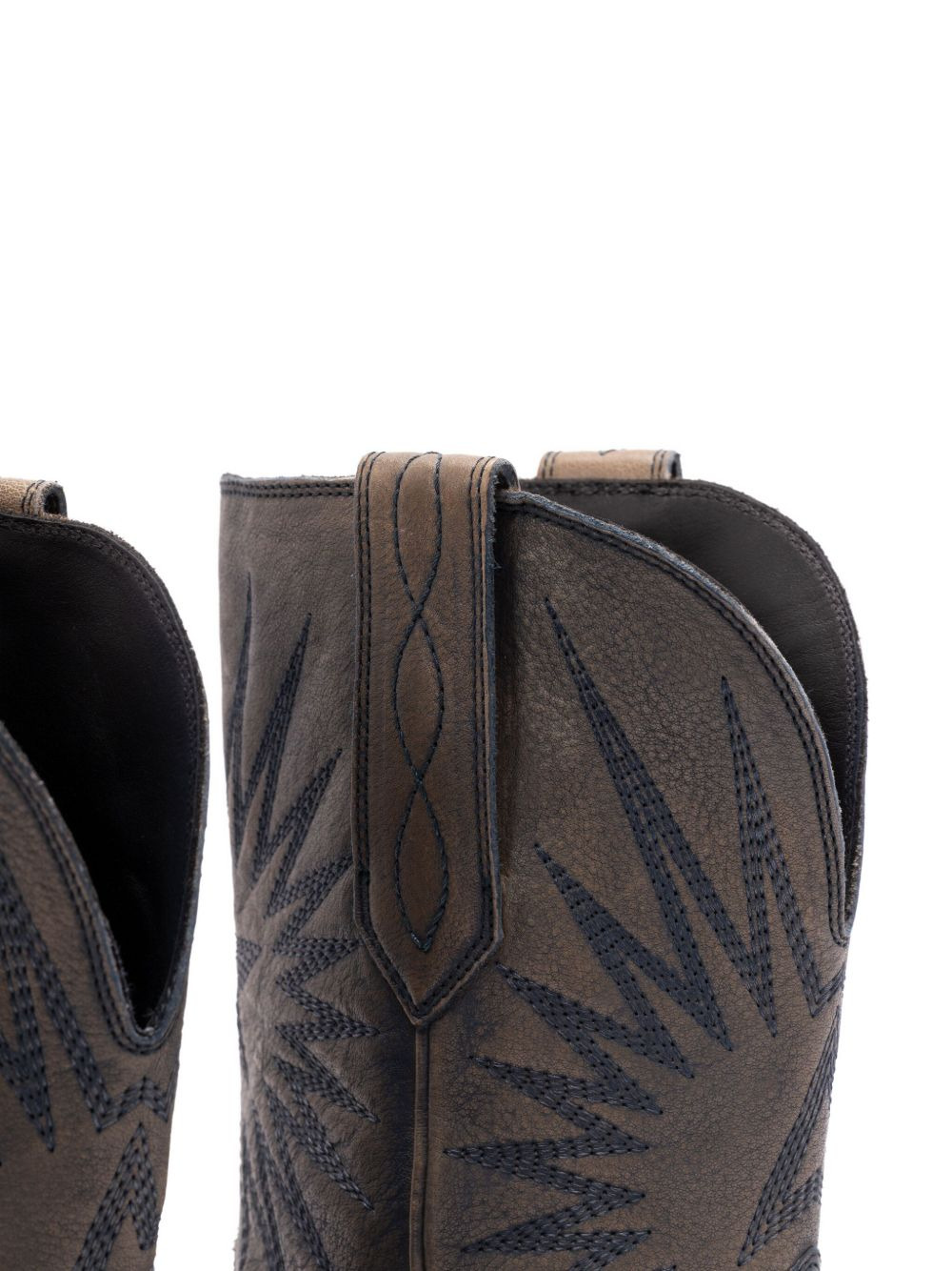 star-embroidered leather boots - 3