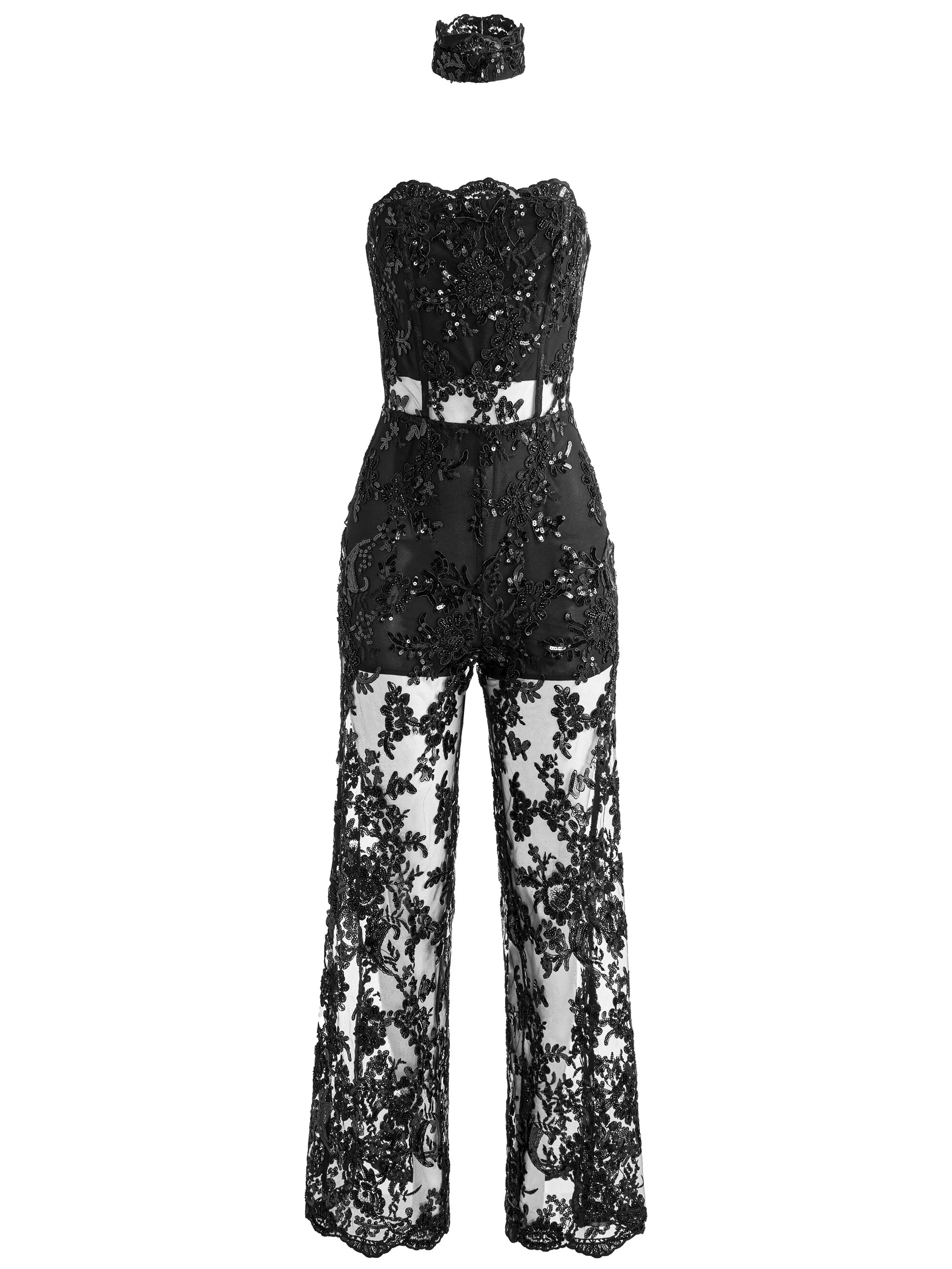 GEORGIE EMBELLISHED LACE JUMPSUIT - 1