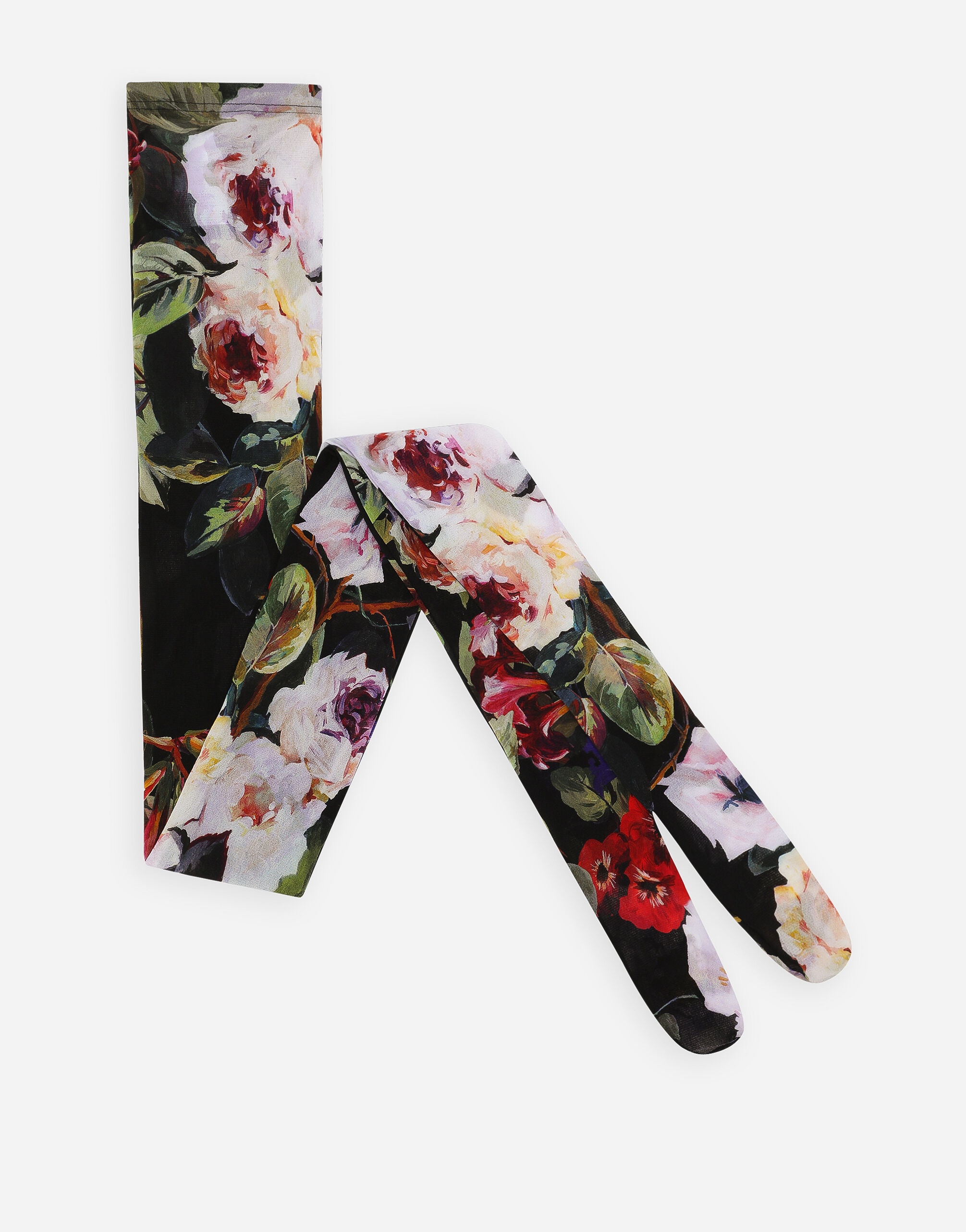 Tulle tights with rose garden print - 1