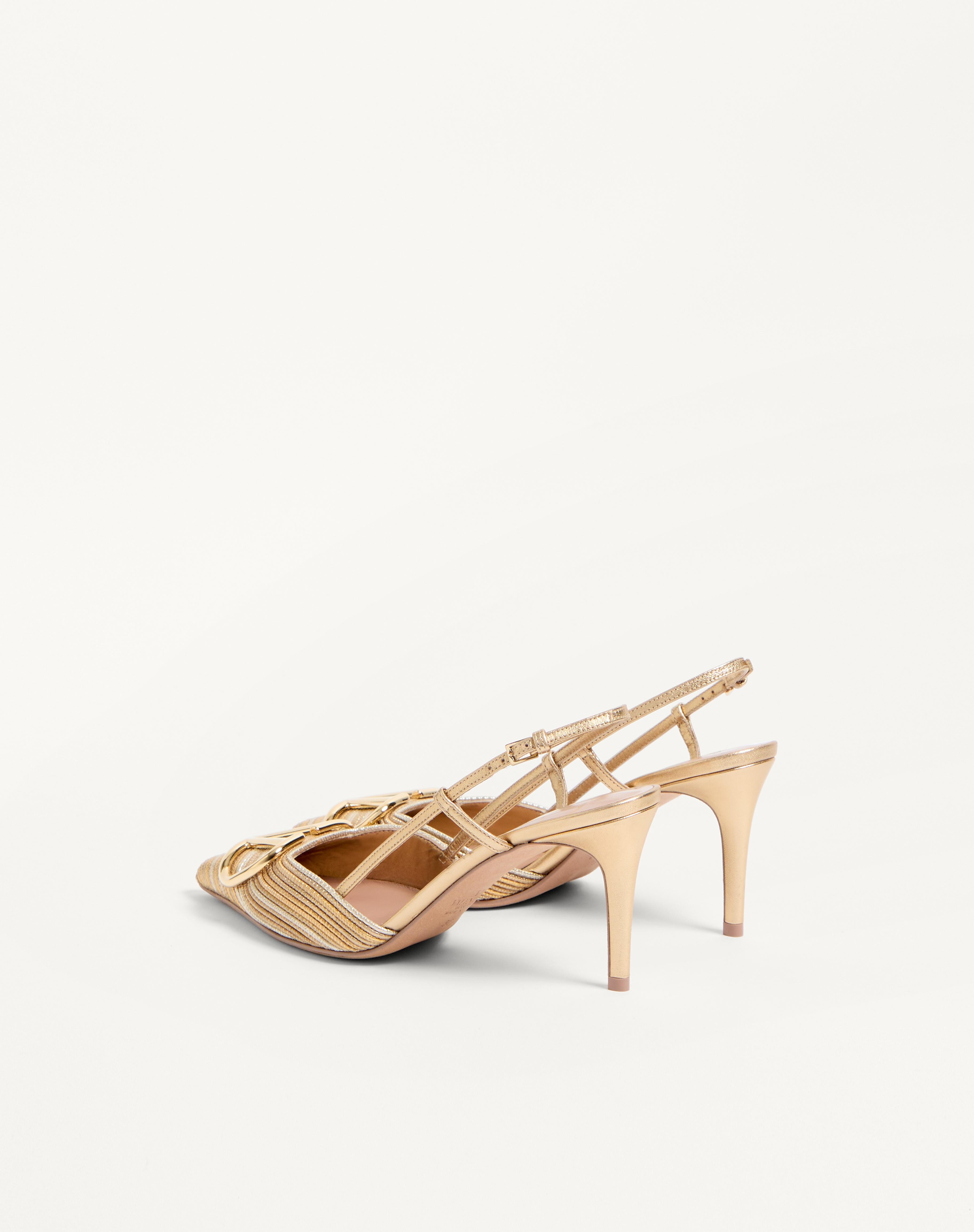 VLOGO SIGNATURE METALLIC SLINGBACK PUMPS WITH CORNELY EMBROIDERY 80MM - 5
