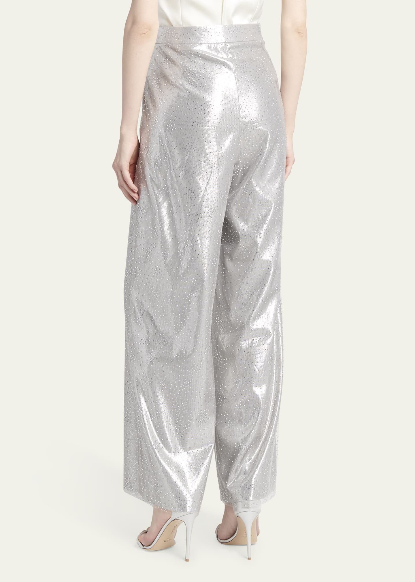 Crystal Wide-Leg Silk Trousers - 3