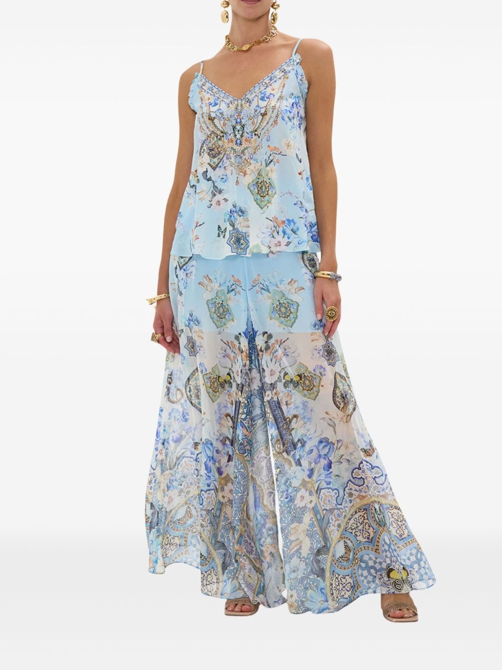 wide-leg sheer trousers - 2