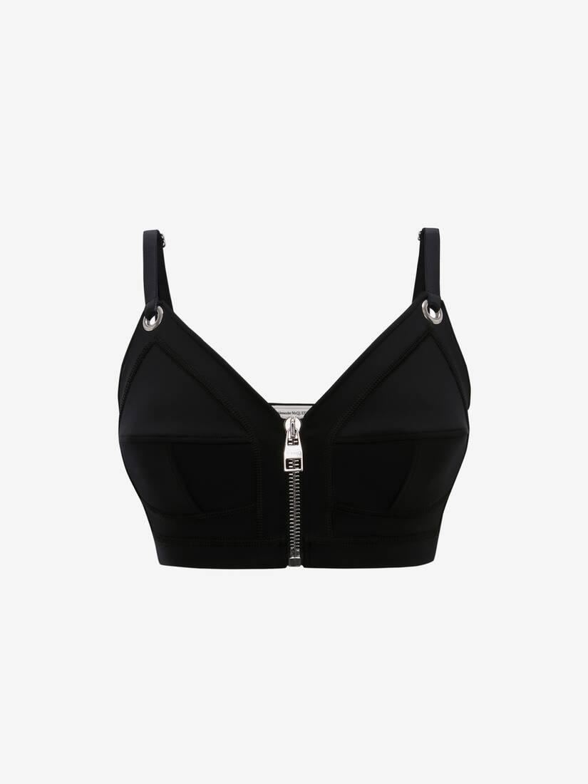 Scuba Zip Bra Top in Black - 1