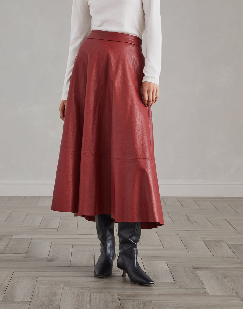 Natural leather midi circle skirt 1