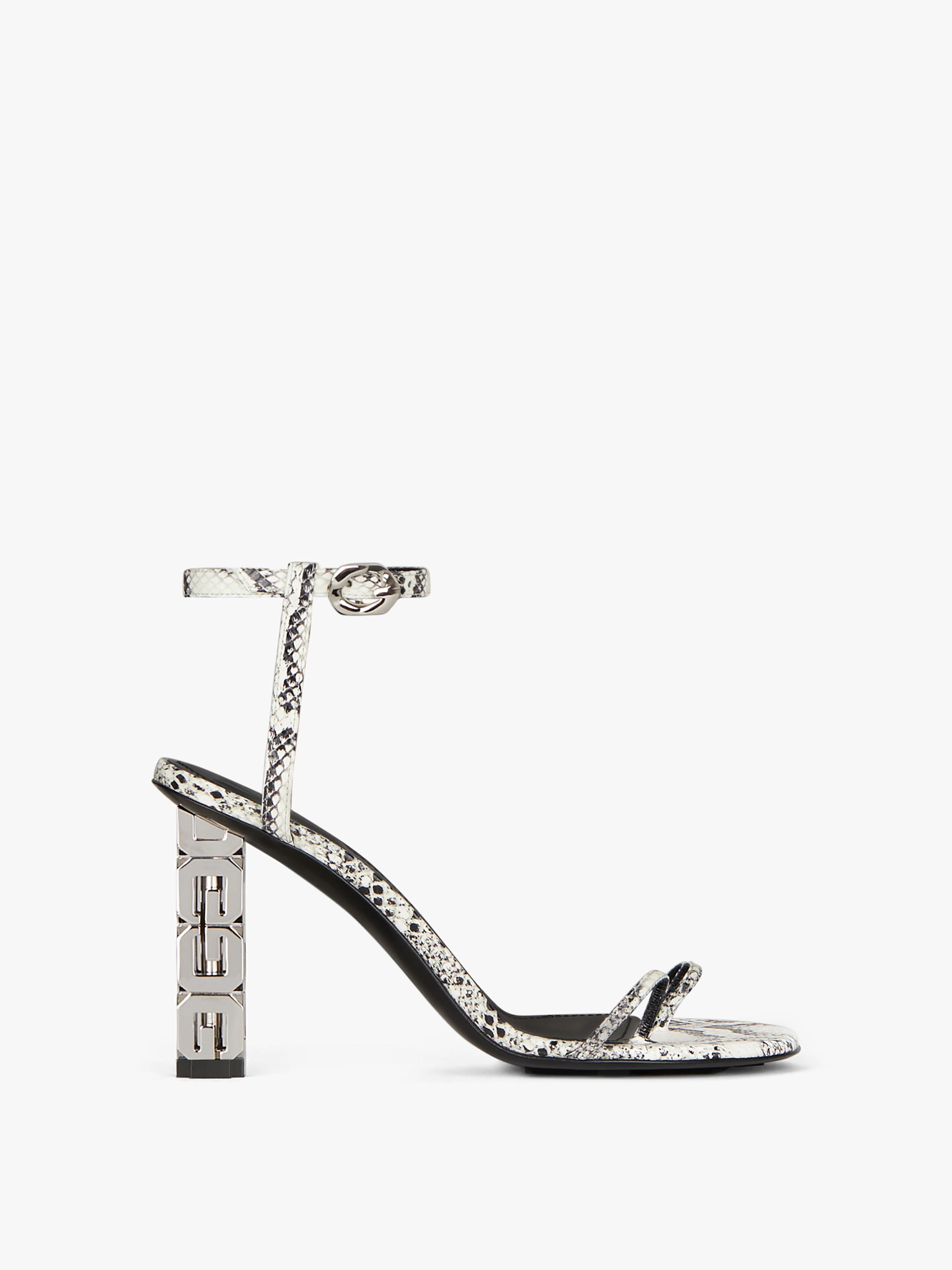 TRIPLE TOES SANDALS IN PYTHON EFFECT LEATHER WITH G HEEL - 1