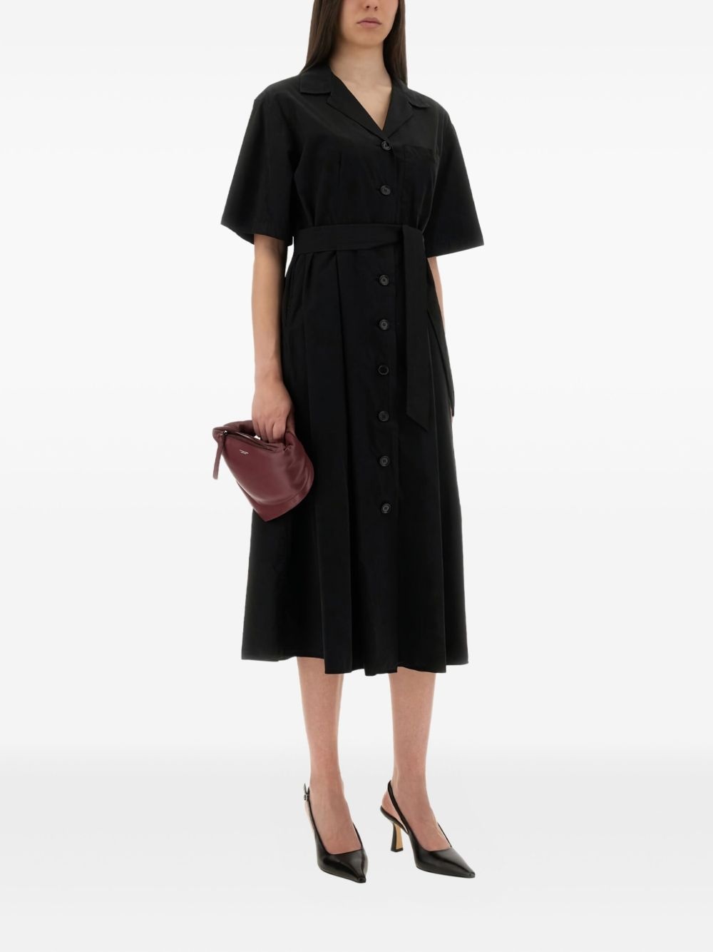 button-fastening belted maxi dress - 2