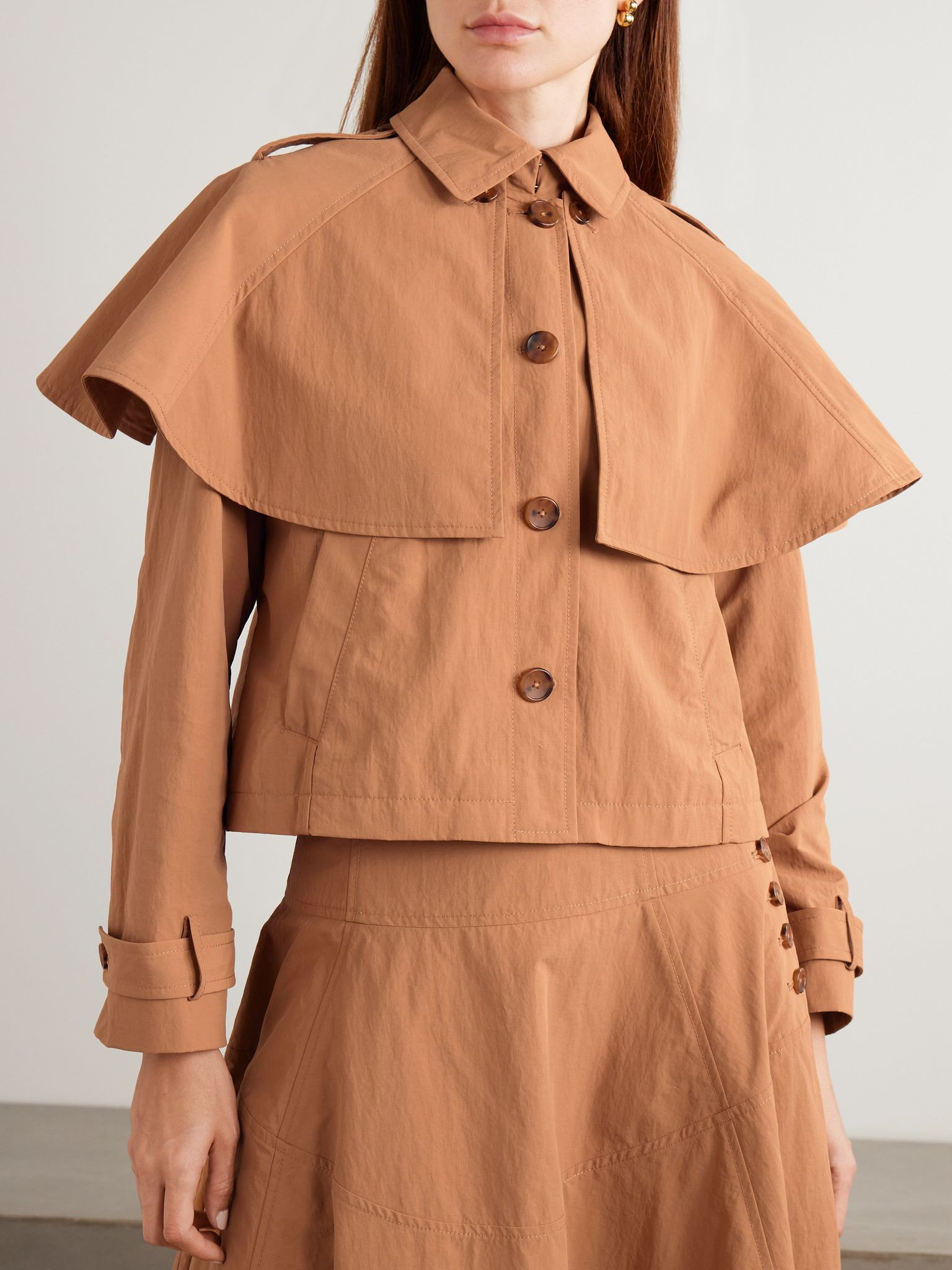 River cape-effect crinkled-shell jacket Brown - 3