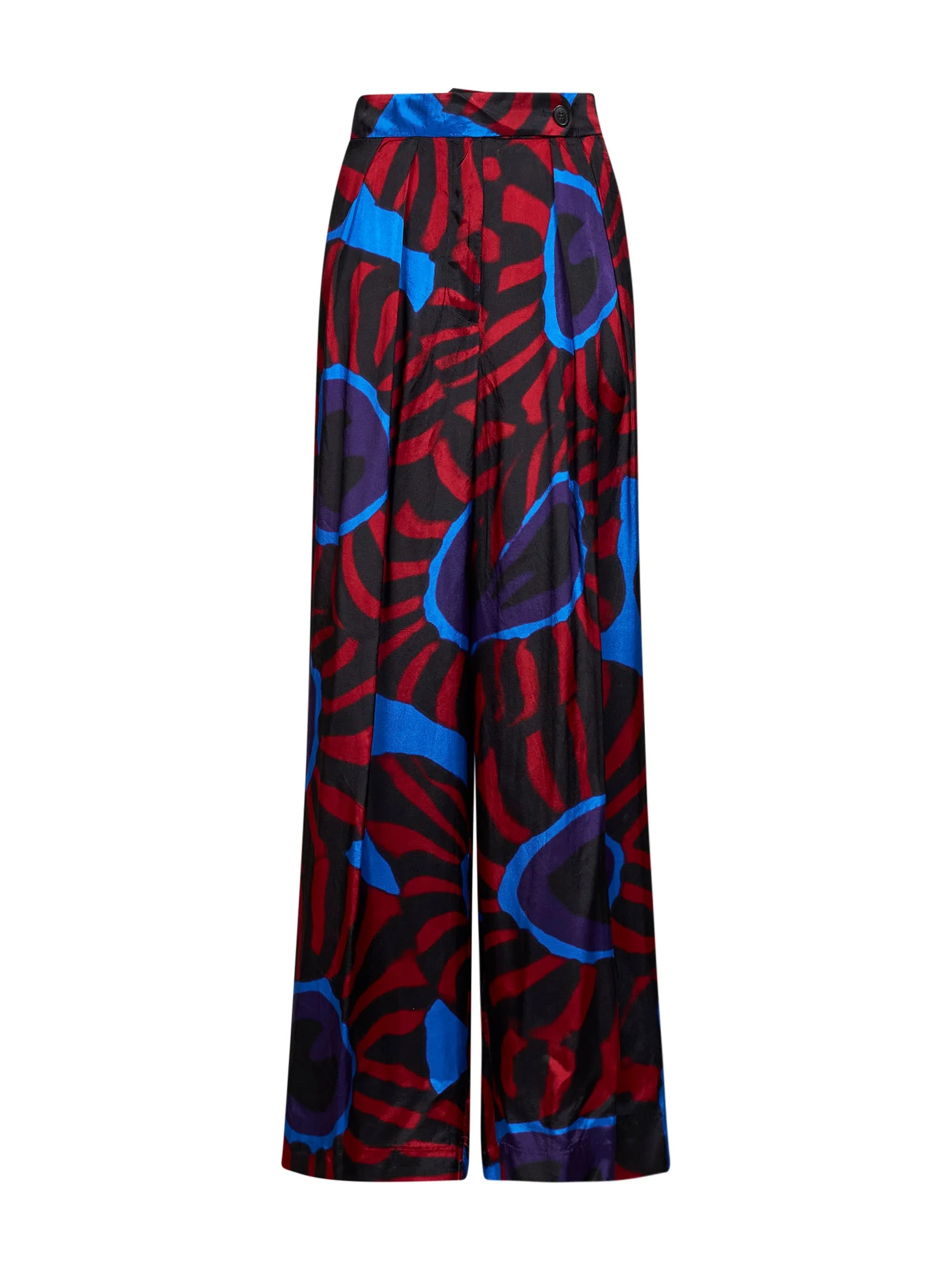 Red Marbled Clay-print twill Pamplona wide trousers - 1
