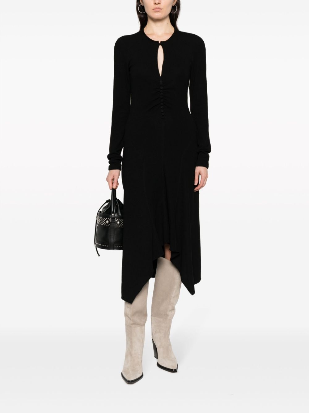 keyhole-neck midi dress - 2