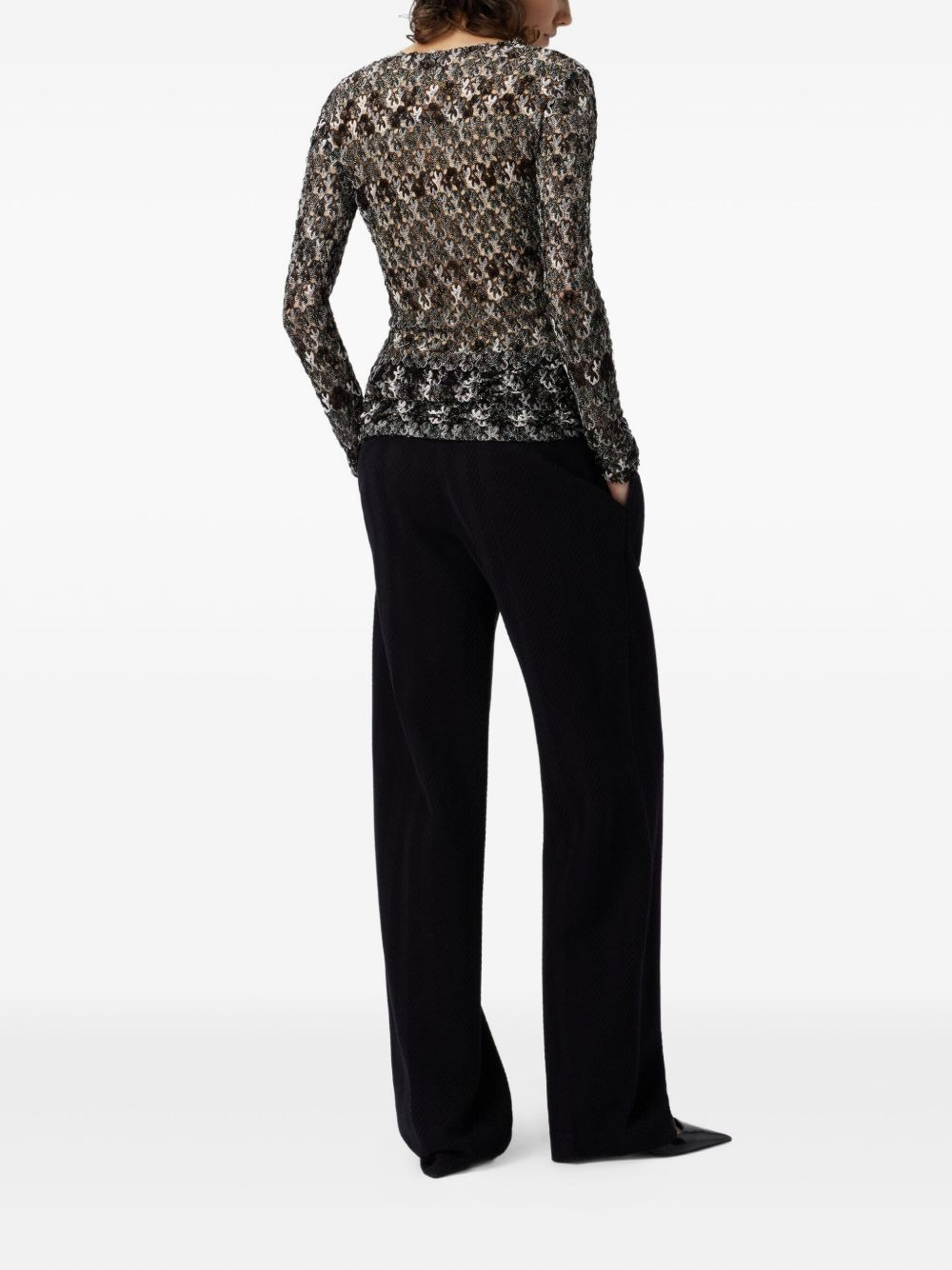floral-lace long-sleeve top - 3