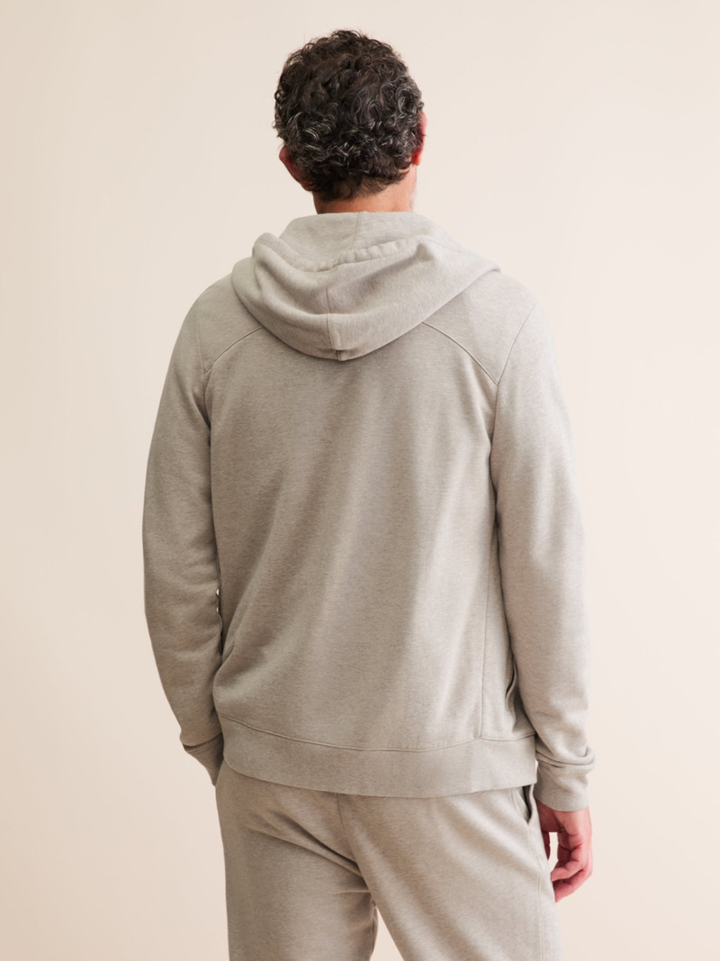 Men's Zip Up Hoodie Quinn Cotton Modal Greige Marl 3