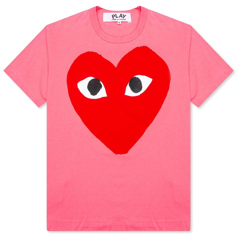 COMME DES GARCONS PLAY PASTELLE WOMEN'S RED LOGO T-SHIRT - PINK - 1