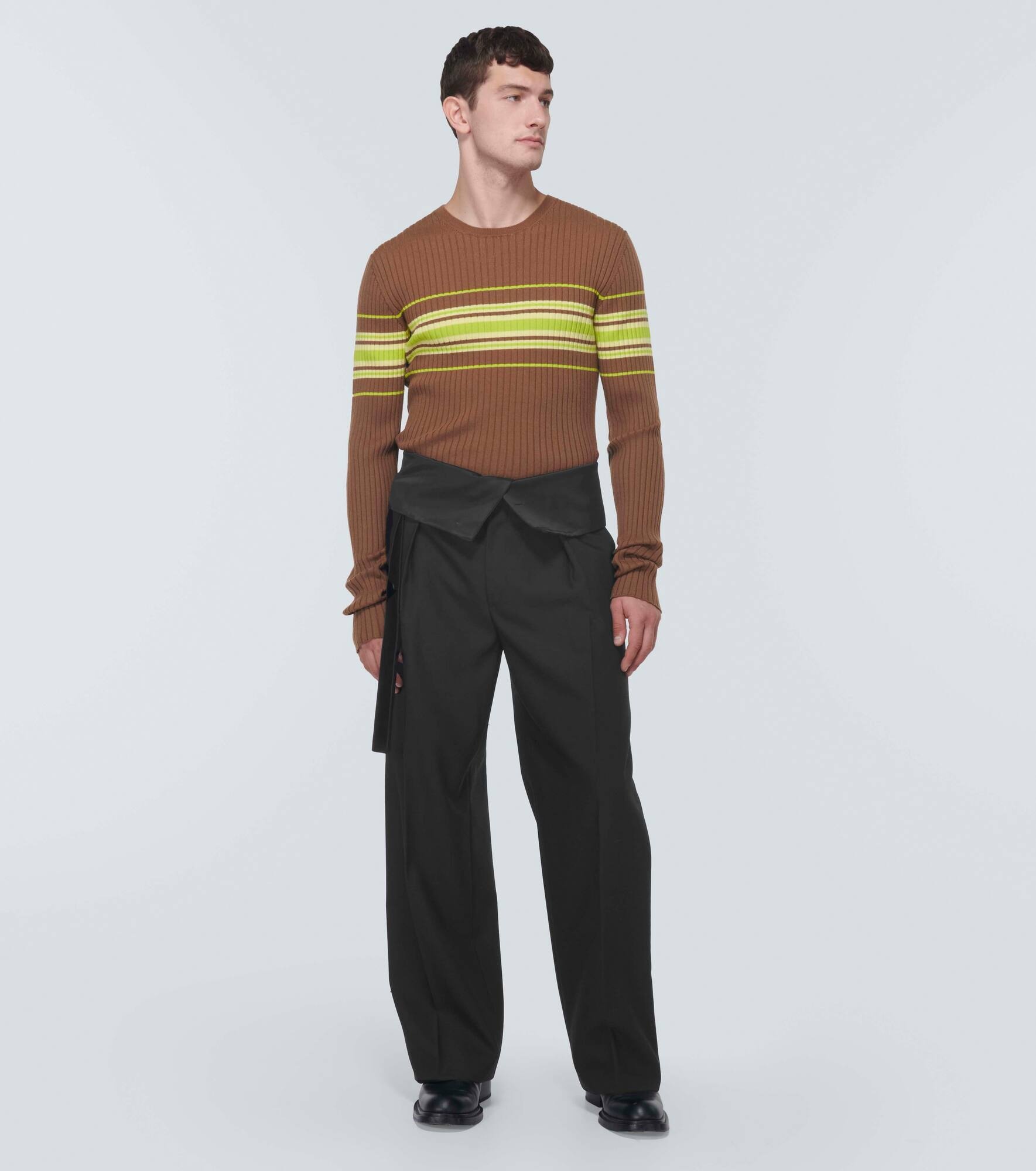 High-rise wool straight pants - 2