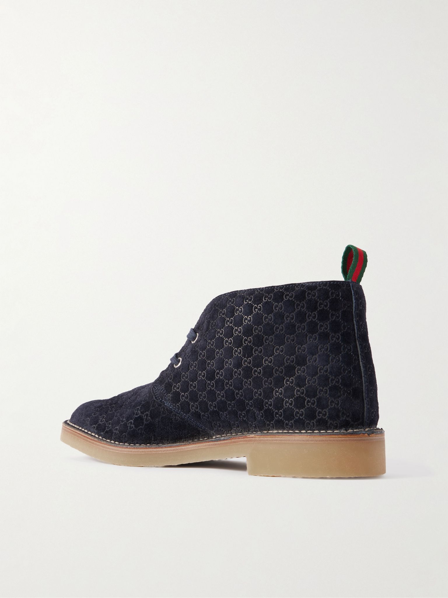 New Moreau Logo-Debossed Suede Desert Boots Blue - 4