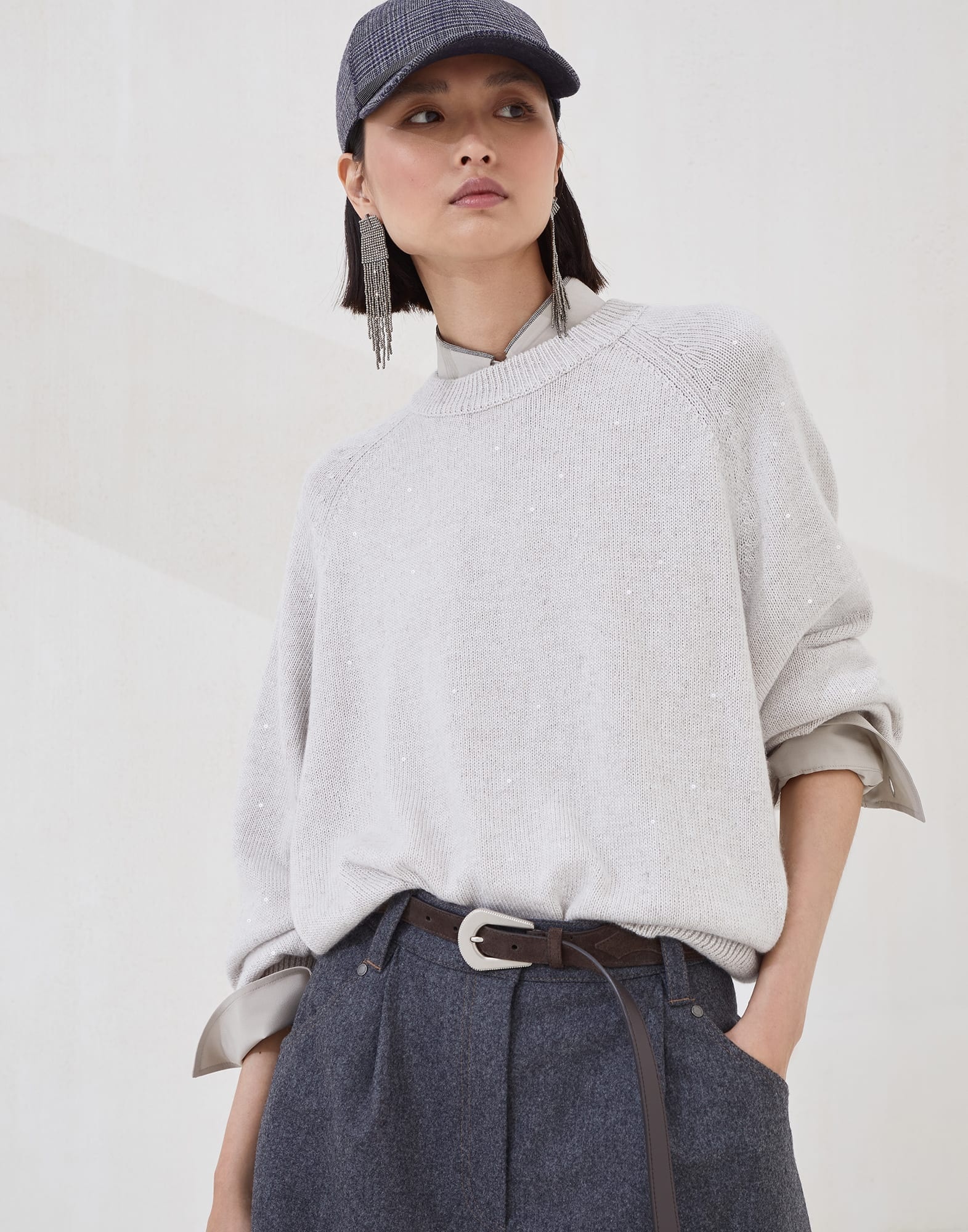 Cashmere and silk diamond yarn sweater - 4