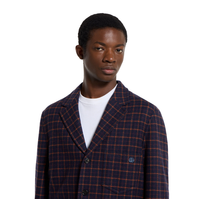 Single-breast check wool jacket 3