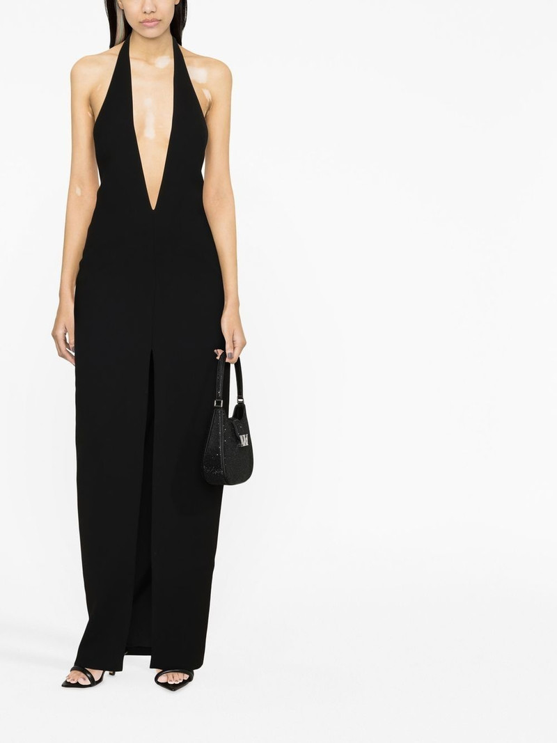 MÔNOT halterneck plunging-neckline gown outlook