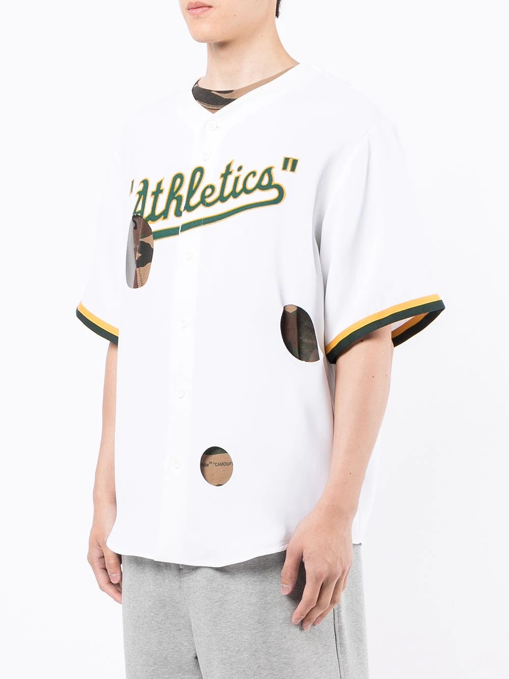 cut-out slogan-print baseball shirt - 3