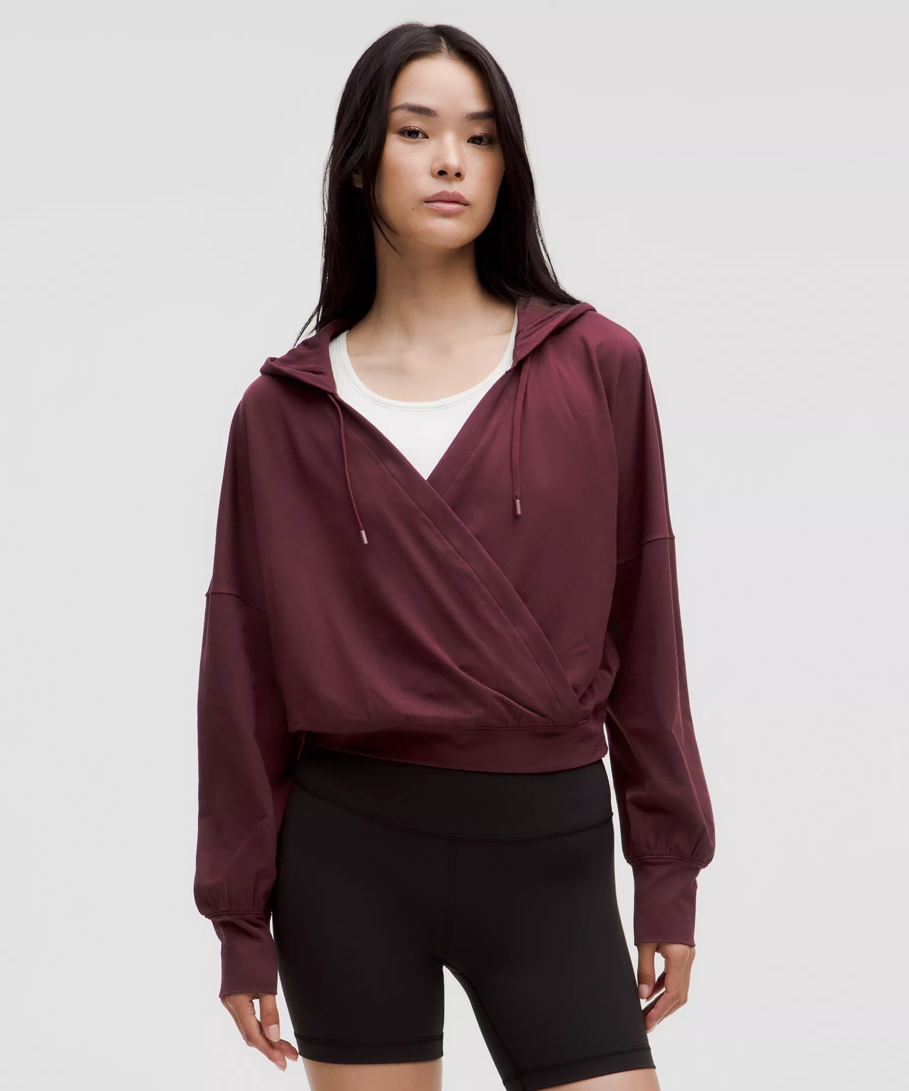 Soft Jersey Relaxed Wrap-Front Hoodie - 1