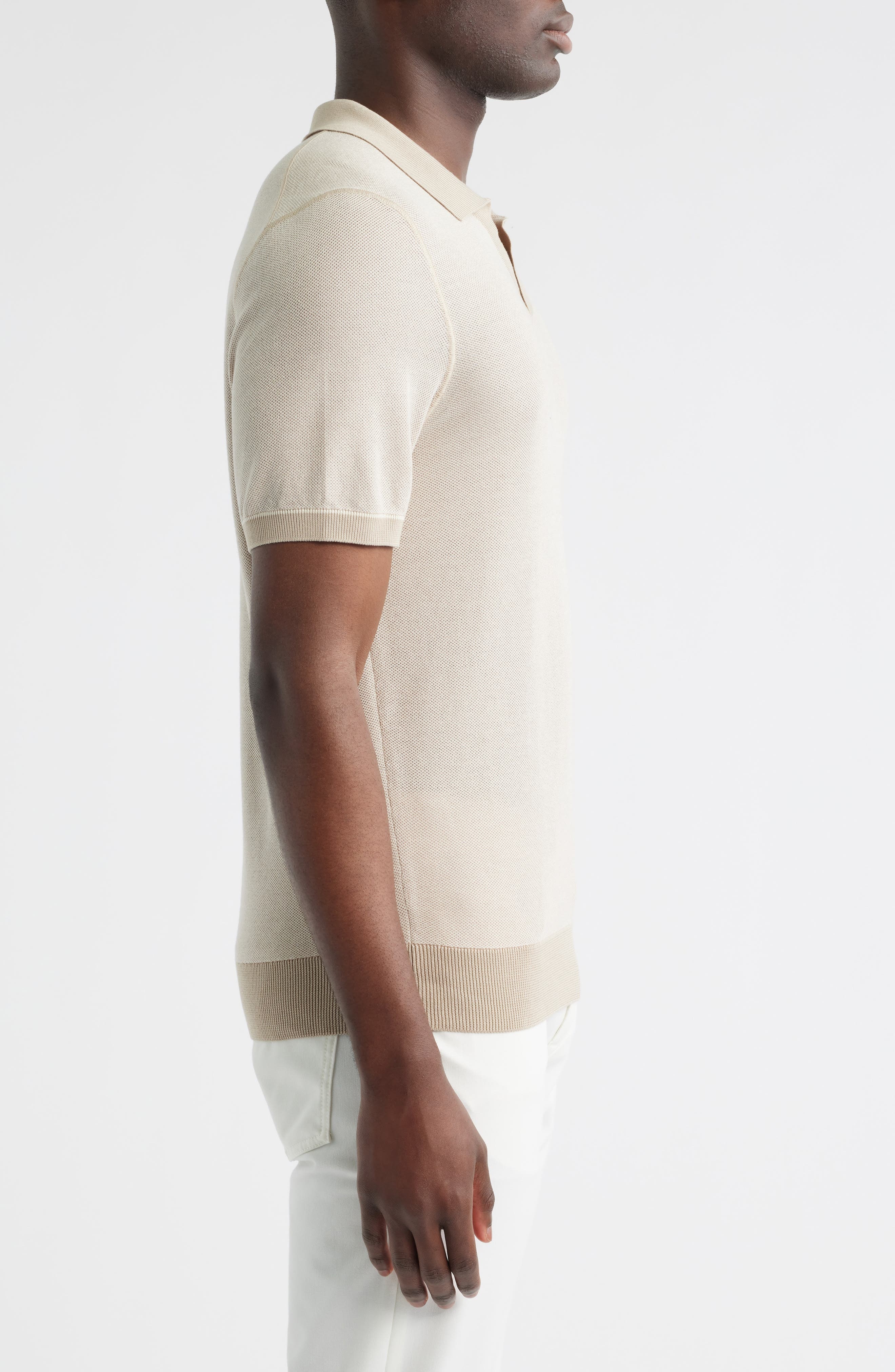 BOSS Jianluca Johnny Collar Polo in Taupe at Nordstrom - 3