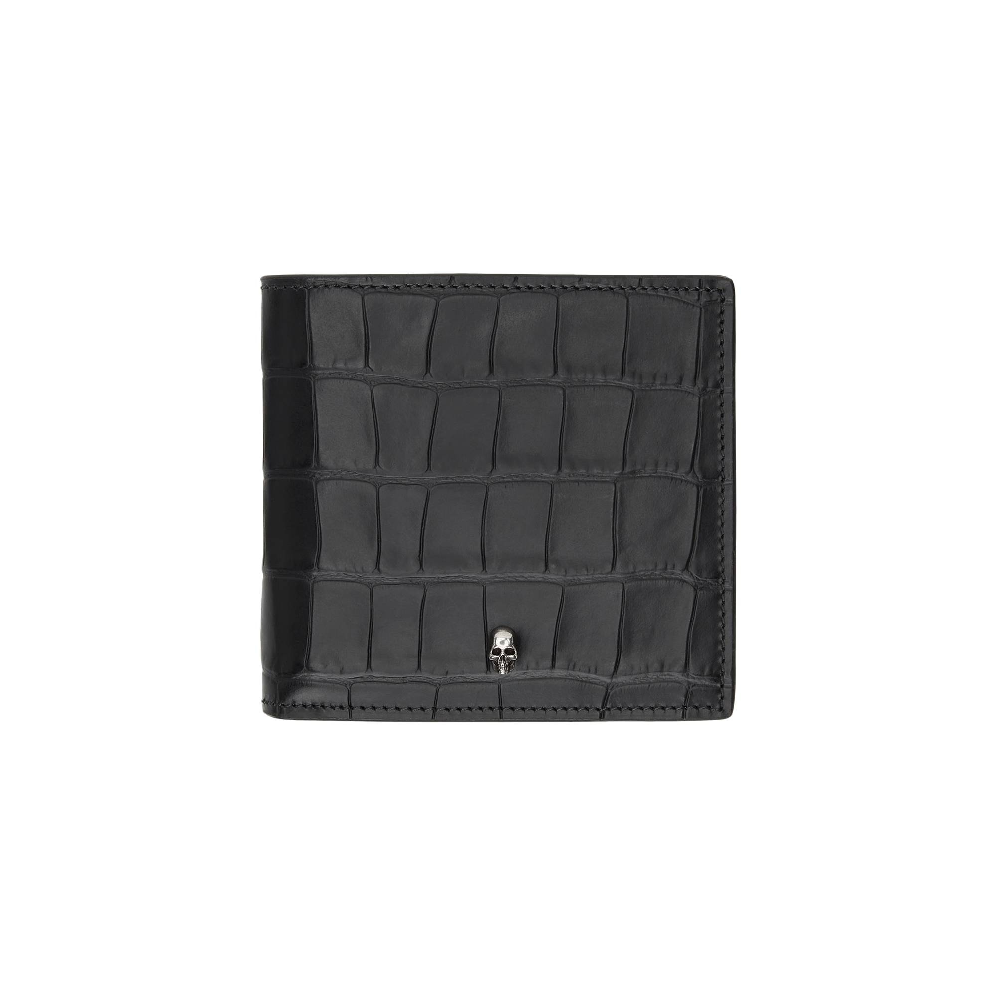 Alexander McQueen Croc Skull Bifold Wallet 'Black' - 1