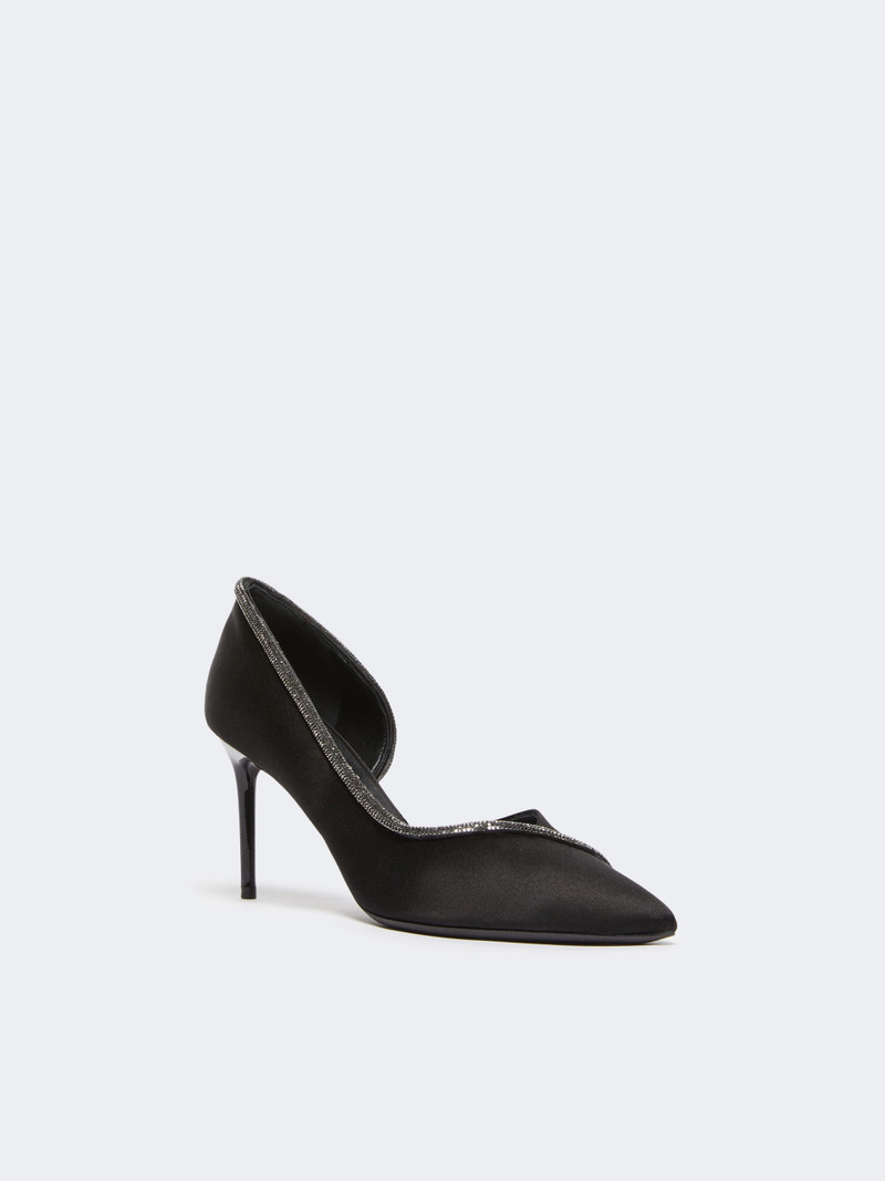 Max Mara PUMPCRYSTAL80 Crystal-adorned satin court shoes - BLACK outlook
