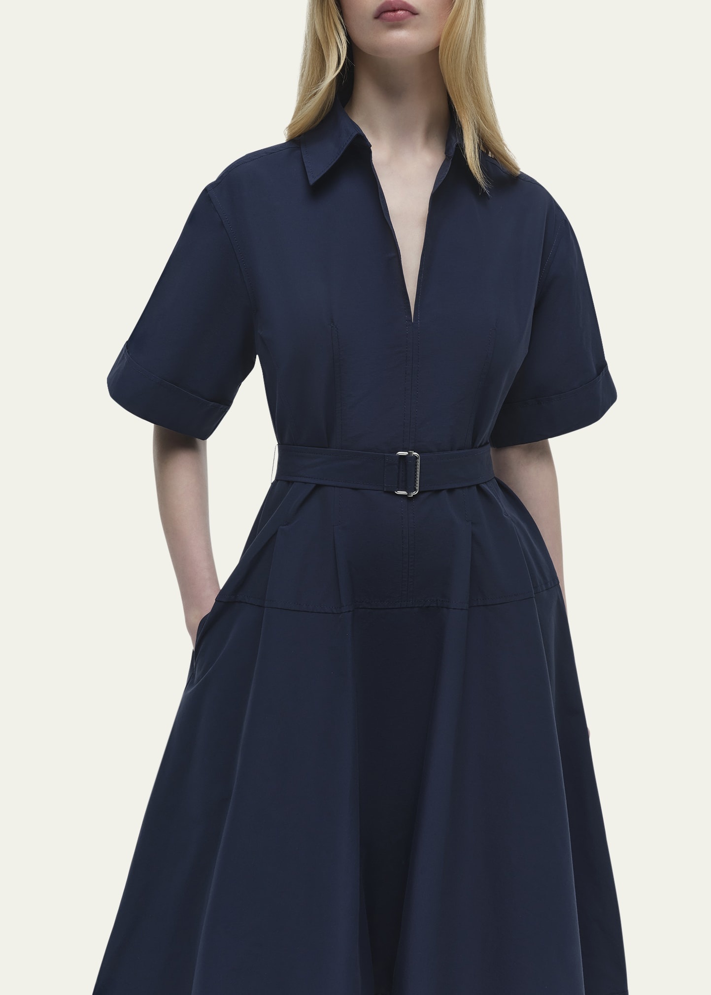 Deanna Short-Sleeve Belted Midi Dress - 5