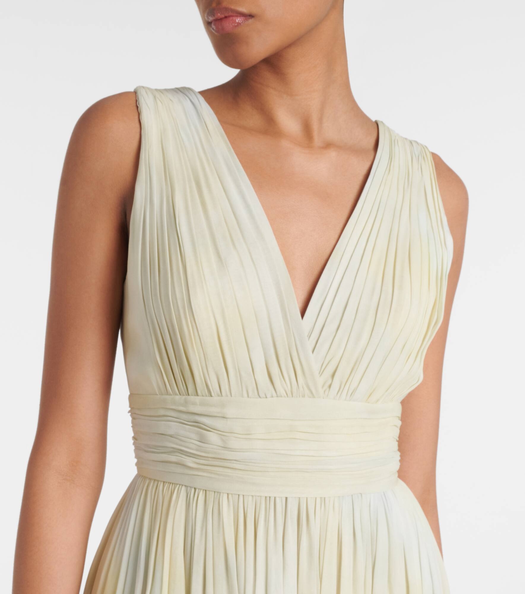 Scarf-detail printed georgette gown - 6