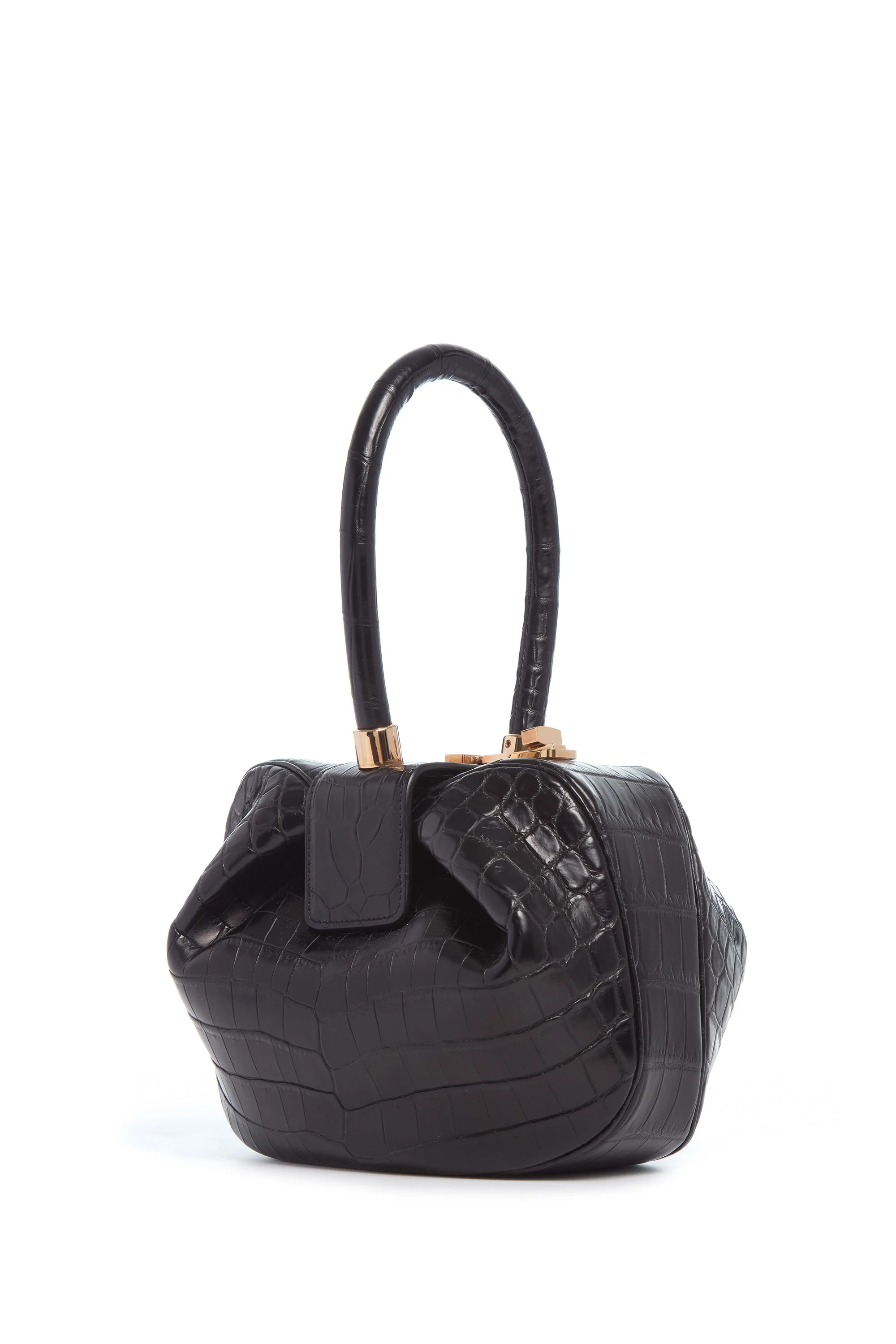 Nina Bag in Black Crocodile Leather - 1