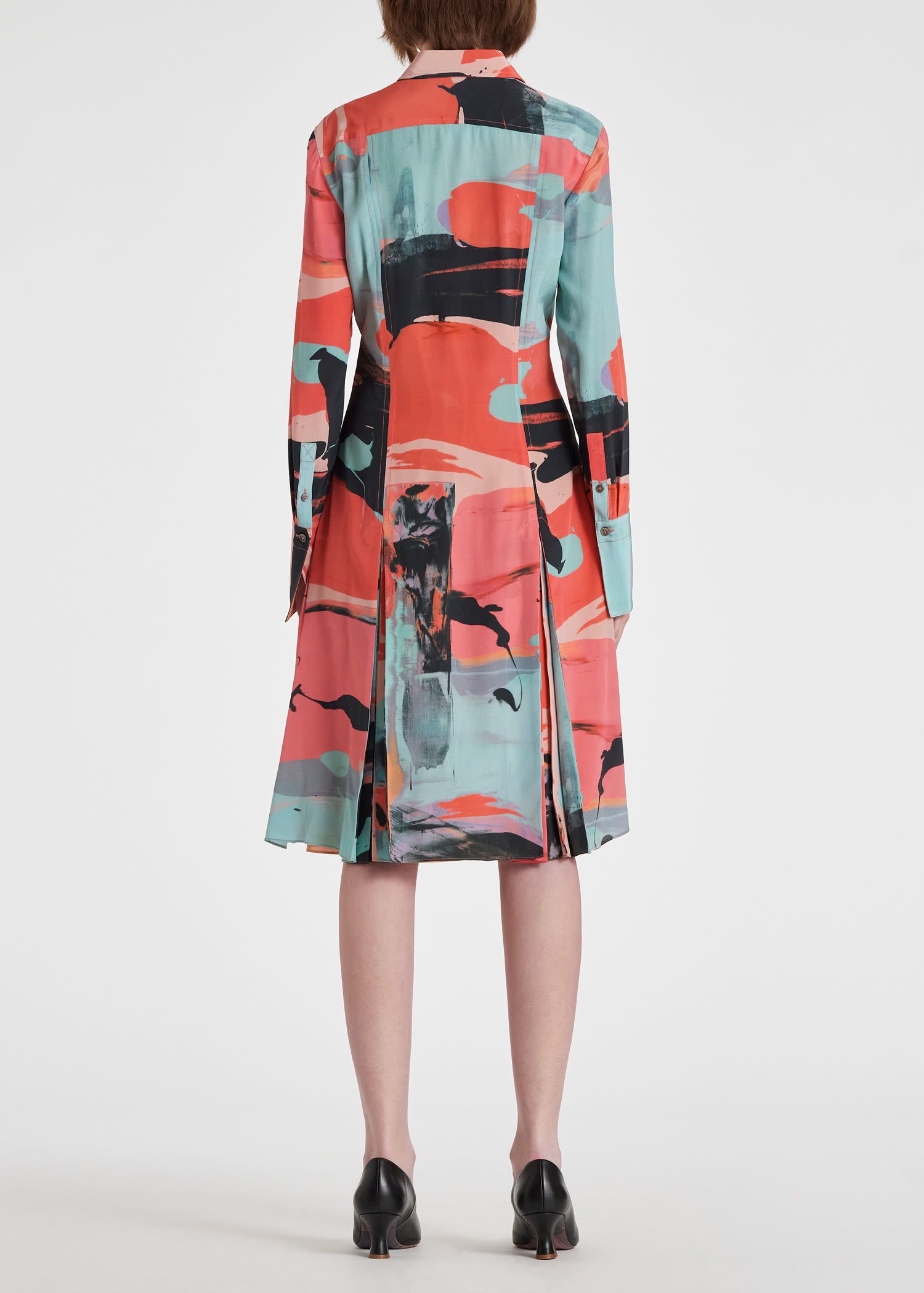 Silk 'Abstract Landscape' Shirt Dress - 7