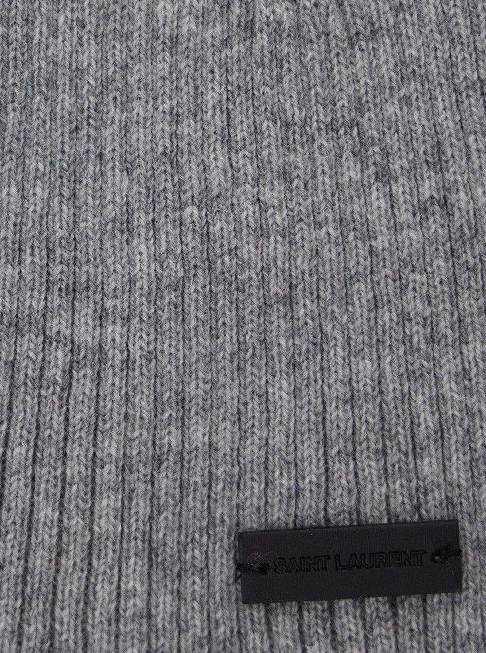 Saint Laurent Men Grye Beanie With Logo Patch In Cashmere Man - 3