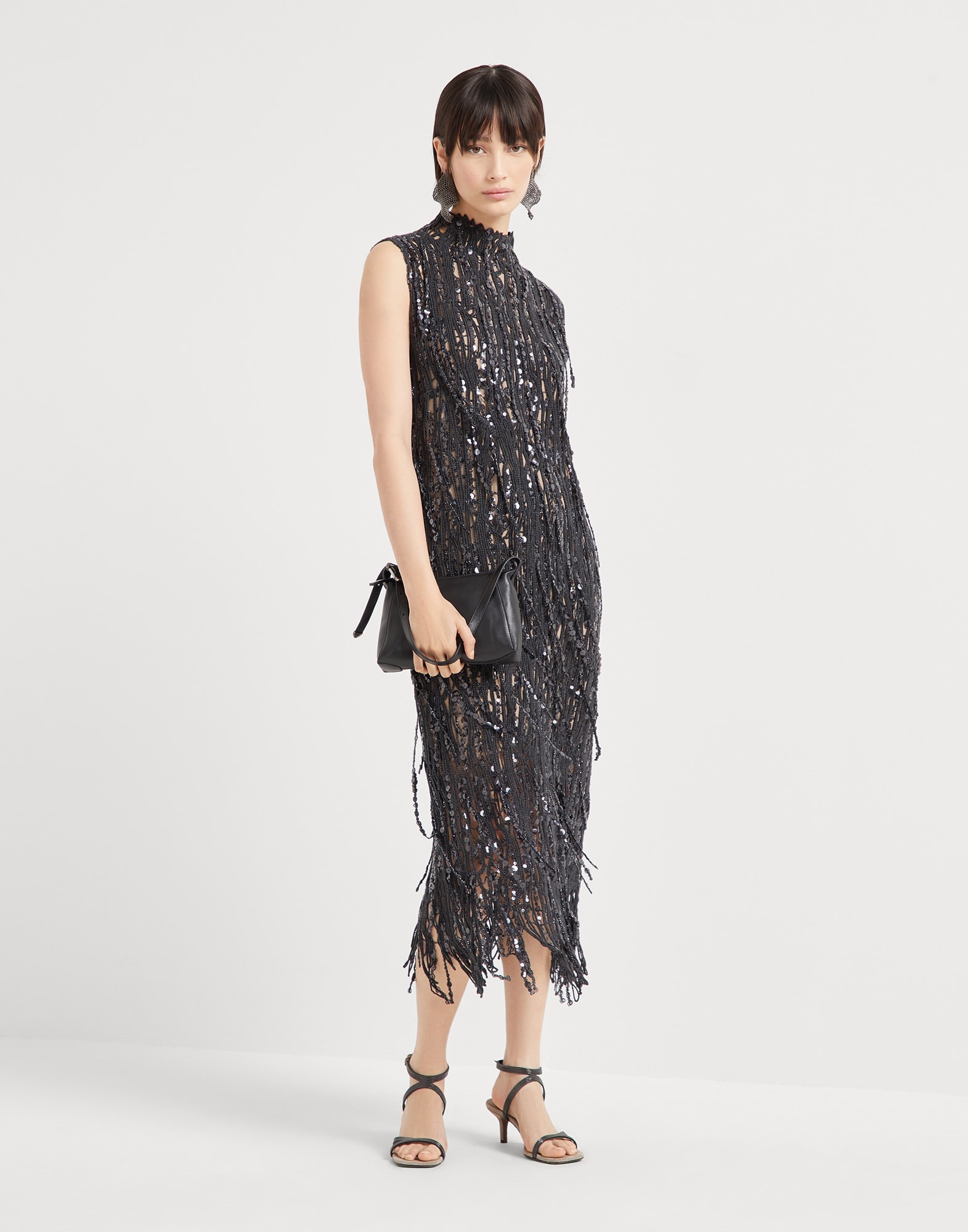 Dazzling abstract embroidery knit dress in cotton - 5