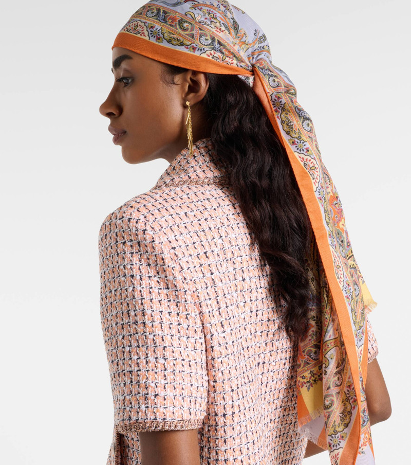 Floral wool and silk scarf 6