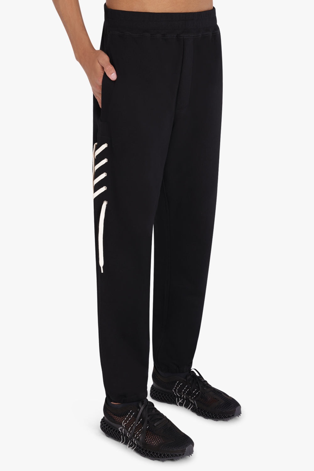 LACED SWEAT PANT | BLACK/CREAM - 3