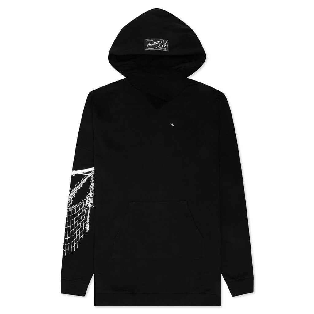 RAF SIMONS OVERSIZED PRINTED SCARF HOODIE WITH RIBBING - BLACK - 1