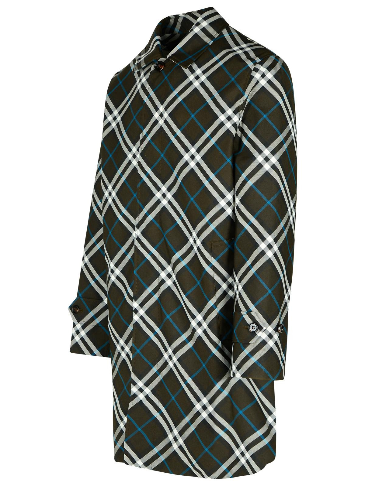 Burberry 'Check' Green Polyester Trench Coat Man - 2