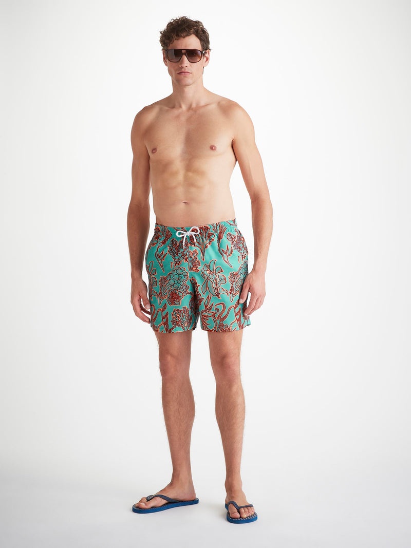 Men's Swim Shorts Turquoise Octopus Print - 3