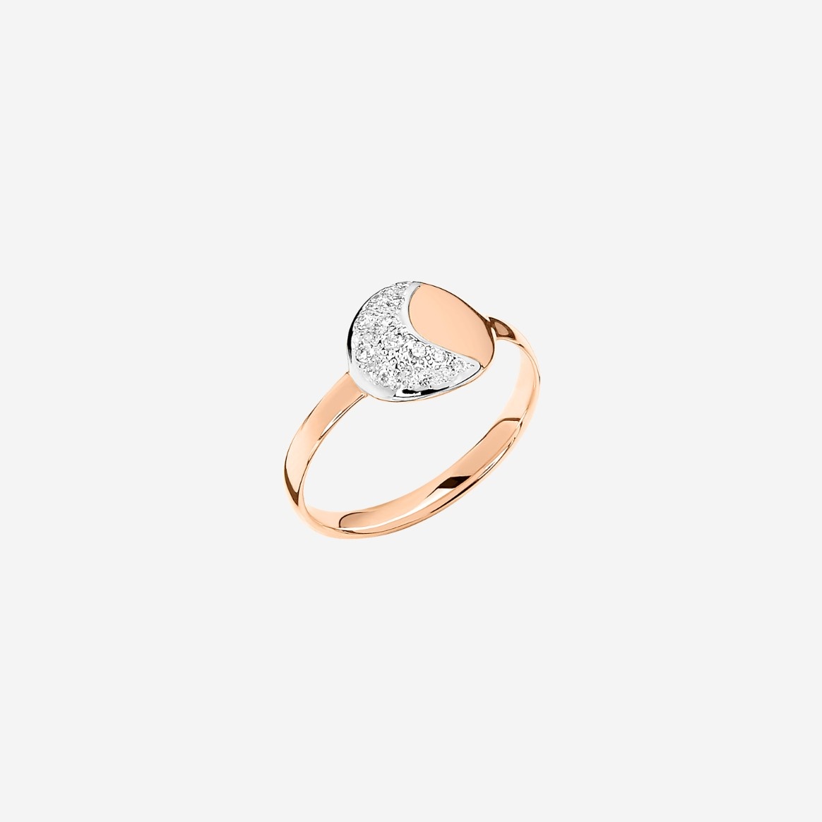 Rose Gold & White Diamond Moon & Sun Ring - 1