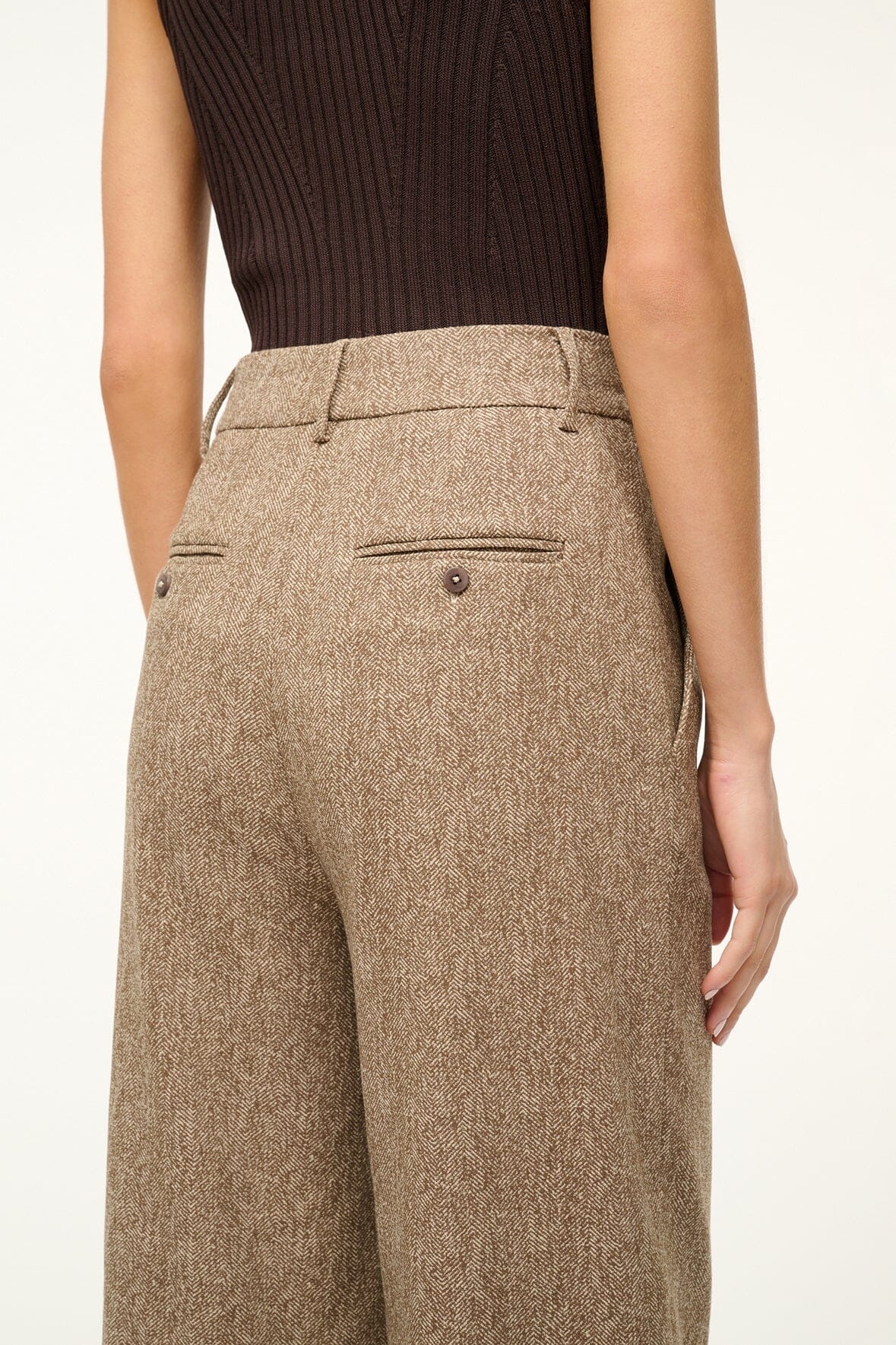 STAUD PRINCE PANT MOCHA HERRINGBONE - 4