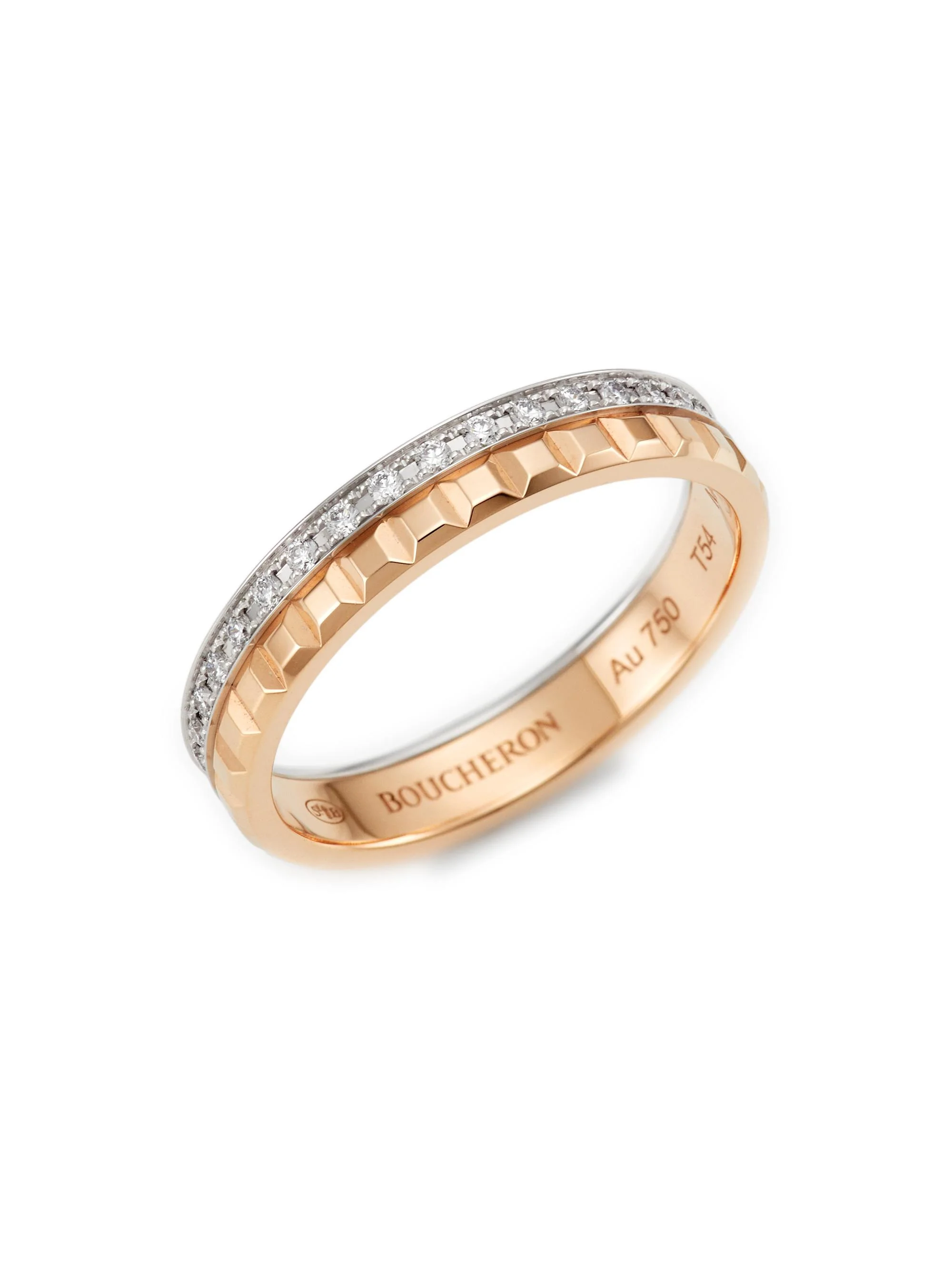 Women's Quatre Radiant Edition Clou De Paris Two-Tone 18K Gold & 0.24 TCW Diamond Wedding Band - 1