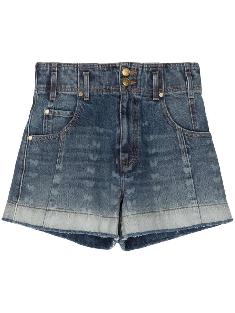 butterfly-print denim shorts - 1