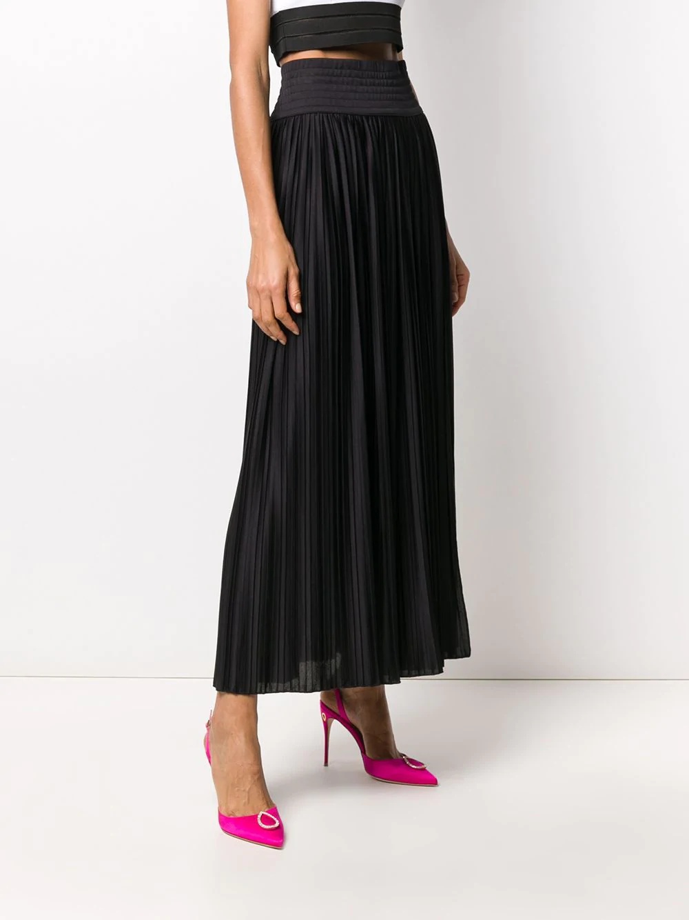 pleated side-slit skirt - 3