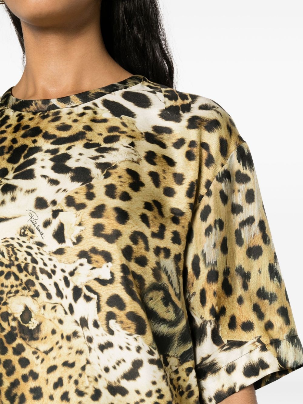 leopard-print silk blouse - 5