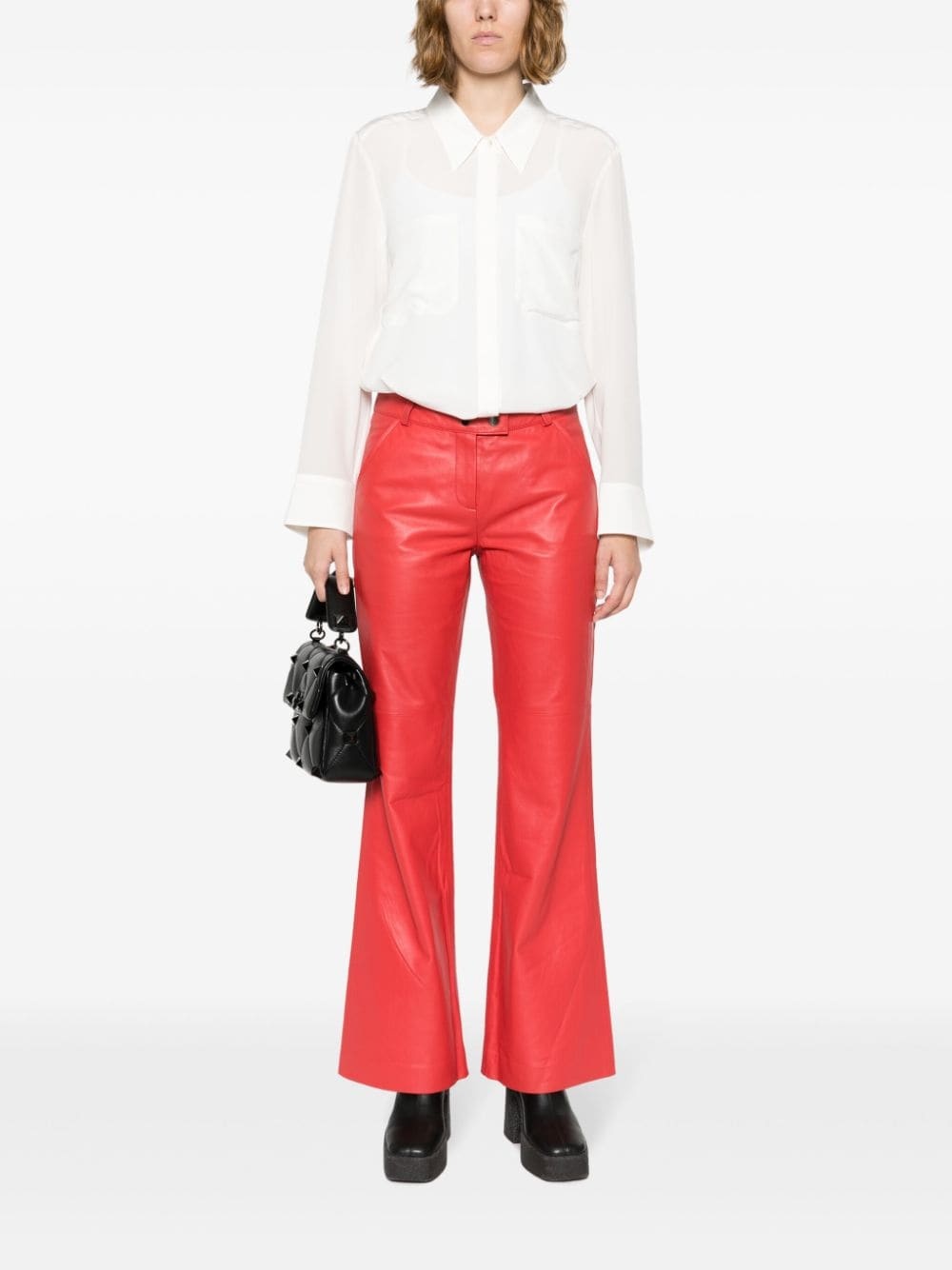 straight-leg leather trousers - 2