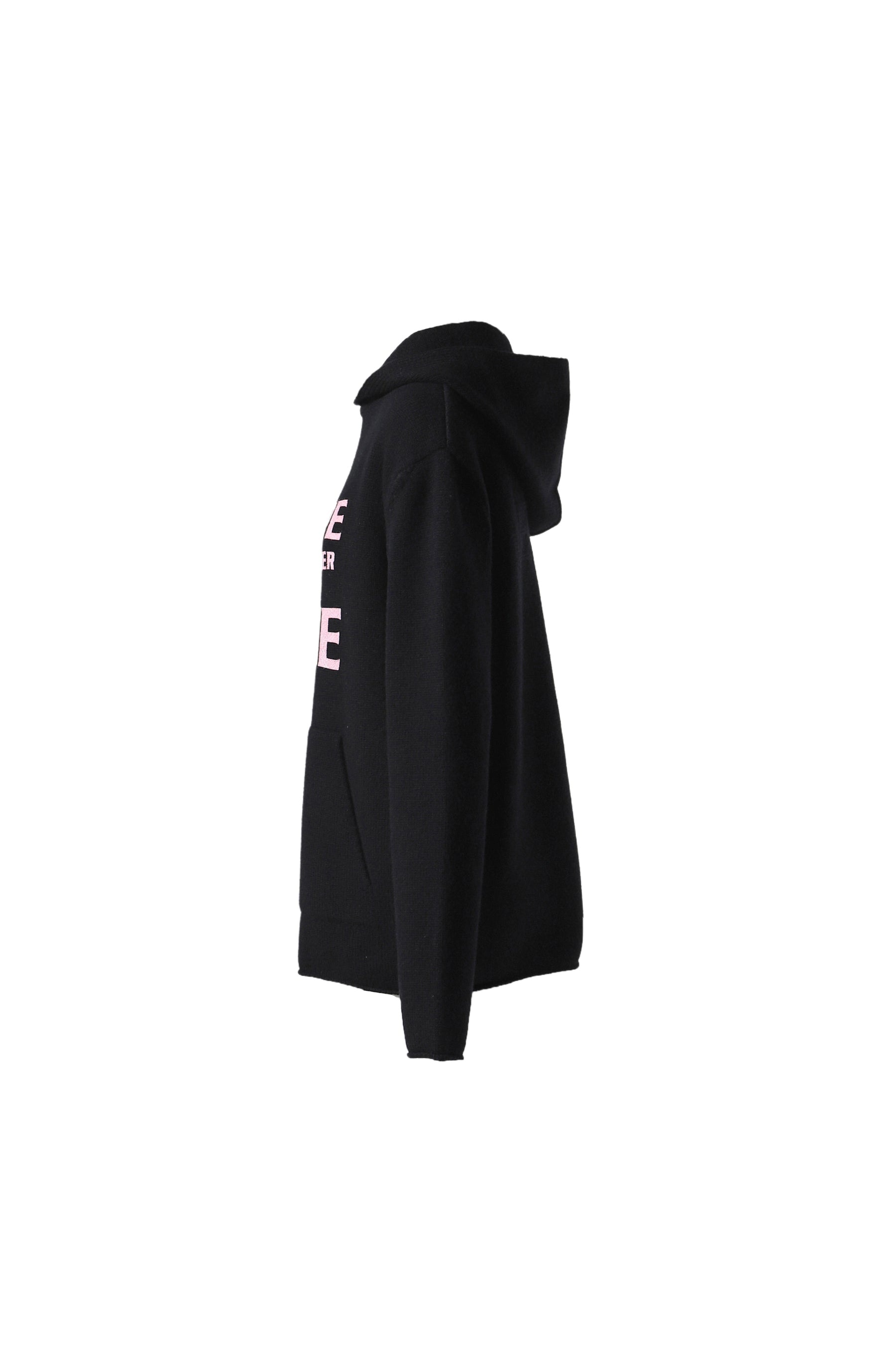 BLACK PRINTED KNIT HOODIE / BLK - 3