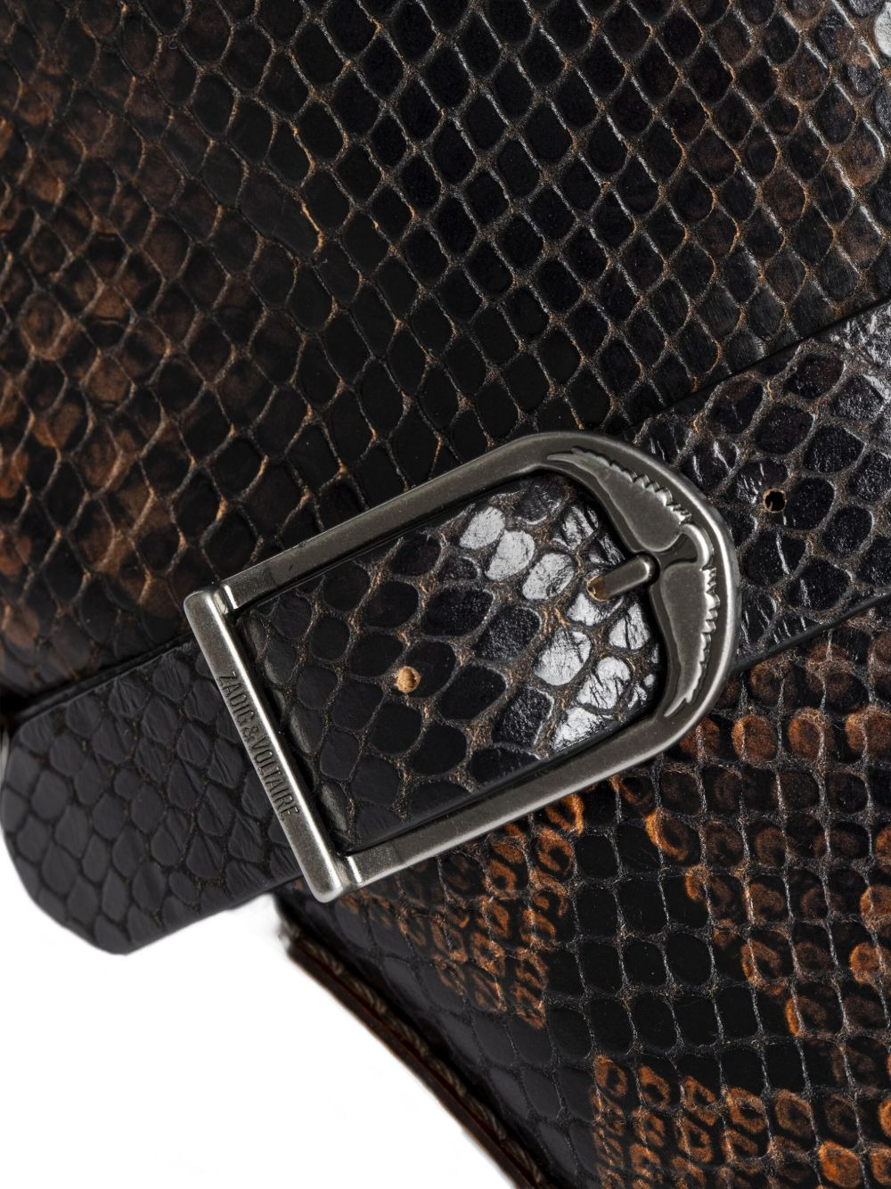 snakeskin-effect buckle boots - 4