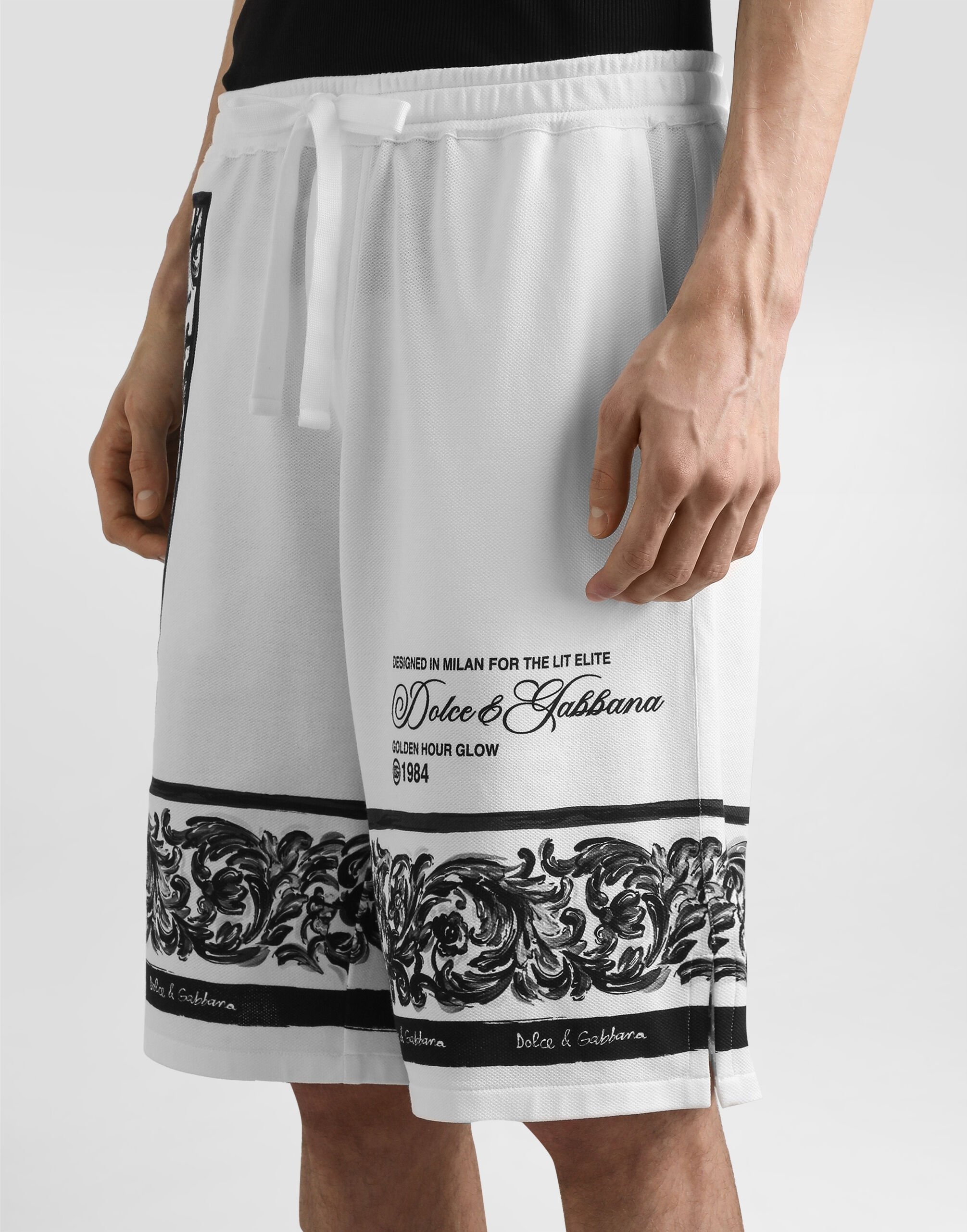 majolica-print double piqué bermuda shorts - 4